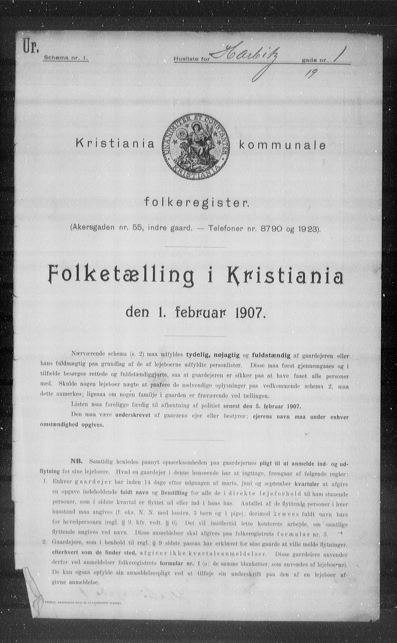 OBA, Kommunal folketelling 1.2.1907 for Kristiania kjøpstad, 1907, s. 17963