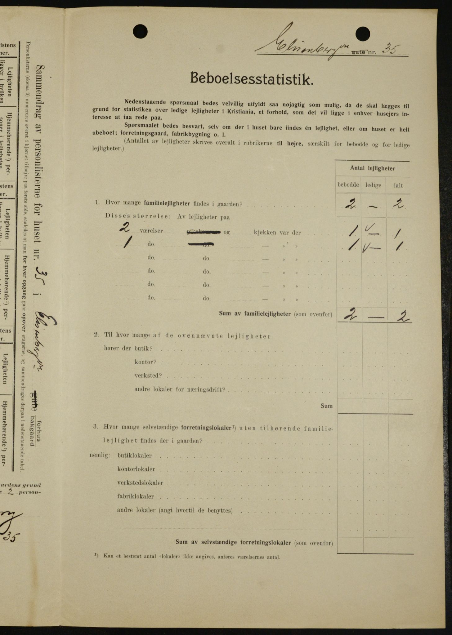 OBA, Kommunal folketelling 1.2.1909 for Kristiania kjøpstad, 1909, s. 18788