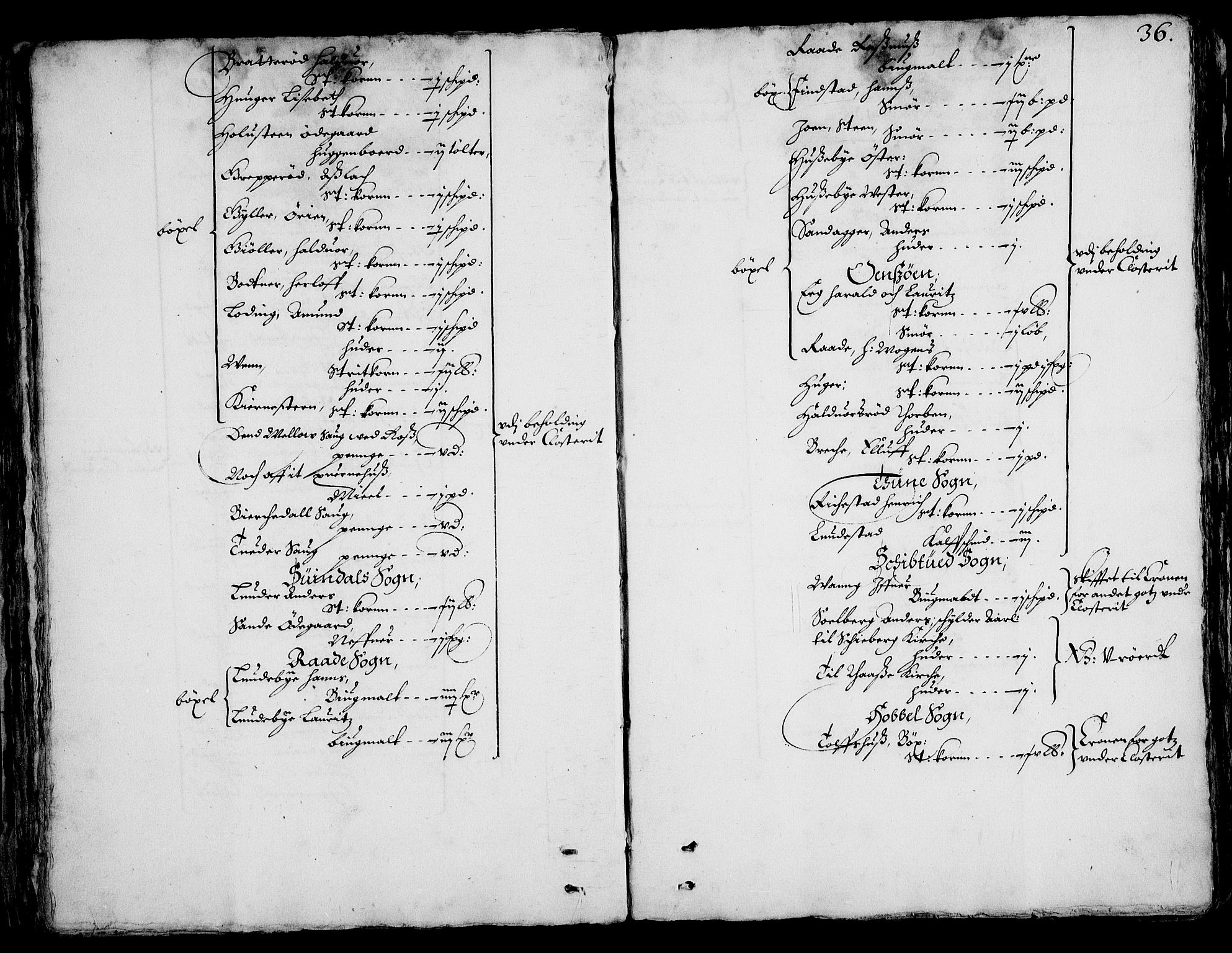 Rentekammeret inntil 1814, Realistisk ordnet avdeling, RA/EA-4070/On/L0001/0002: Statens gods / [Jj 2]: Jordebok og forklaring over atkomstene til Hannibal Sehesteds gods, 1651, s. 35b-36a