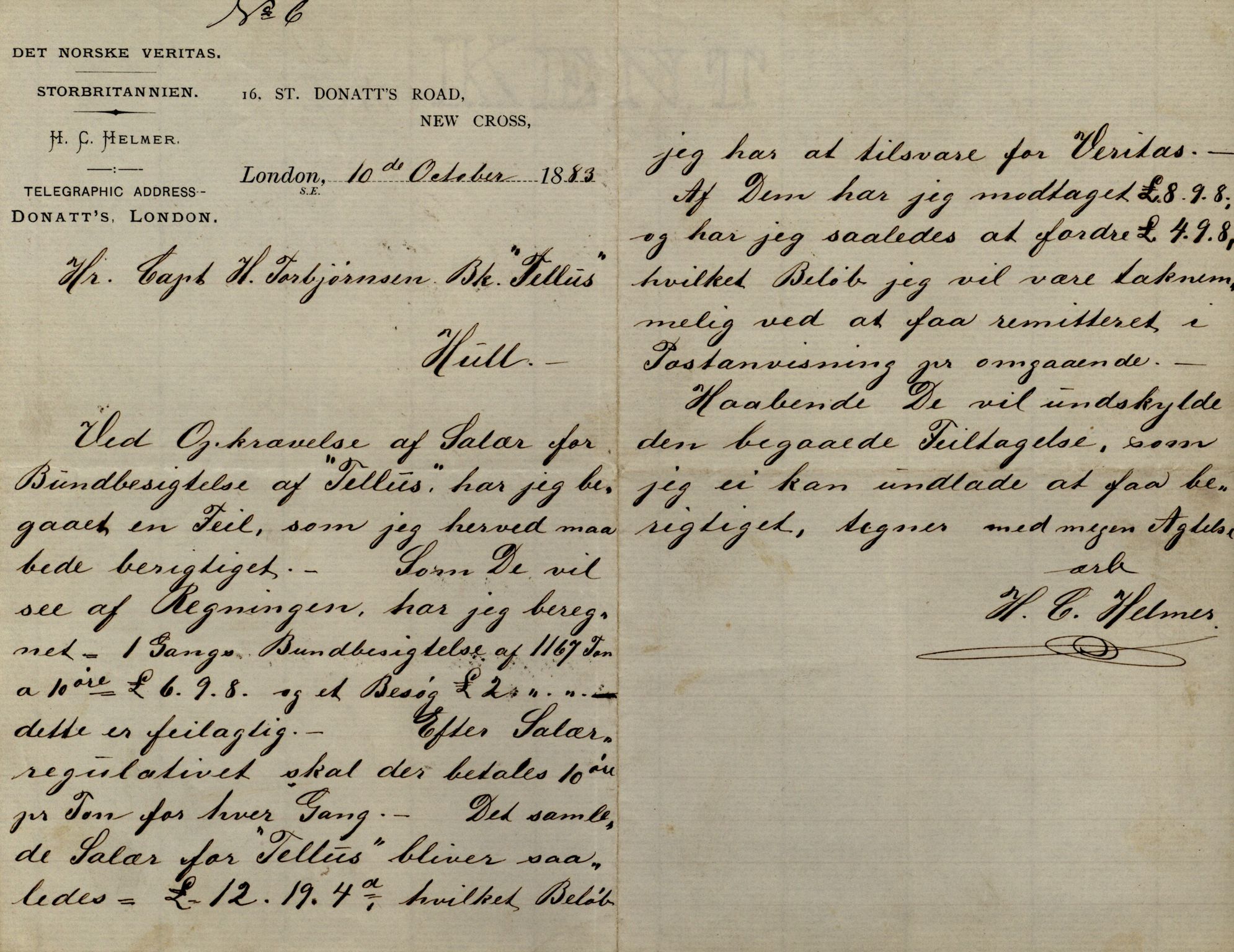 Pa 63 - Østlandske skibsassuranceforening, VEMU/A-1079/G/Ga/L0020/0001: Havaridokumenter / Tellus, Telanak, Wilhelmine, 1887, s. 57