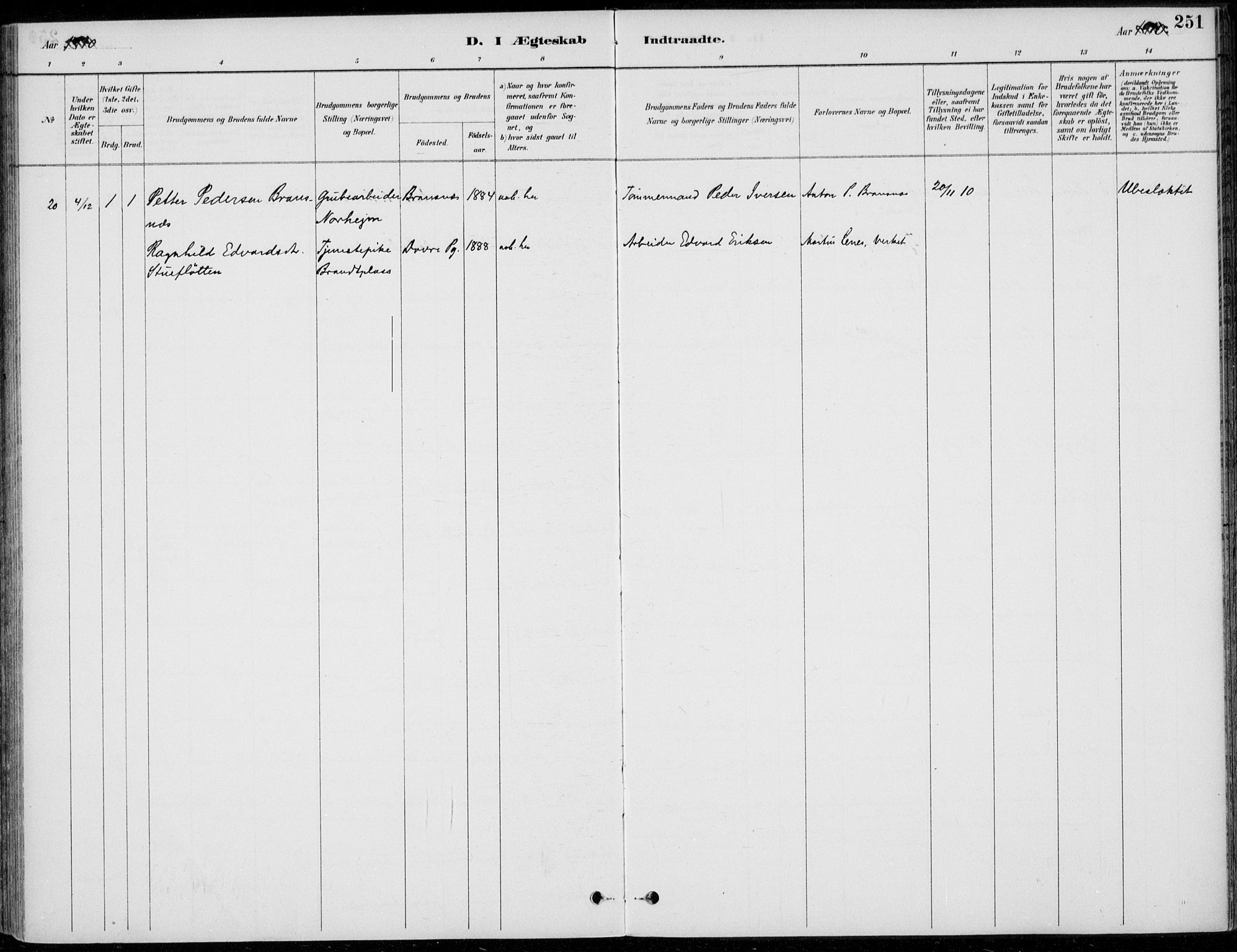 Alvdal prestekontor, AV/SAH-PREST-060/H/Ha/Haa/L0003: Ministerialbok nr. 3, 1886-1912, s. 251