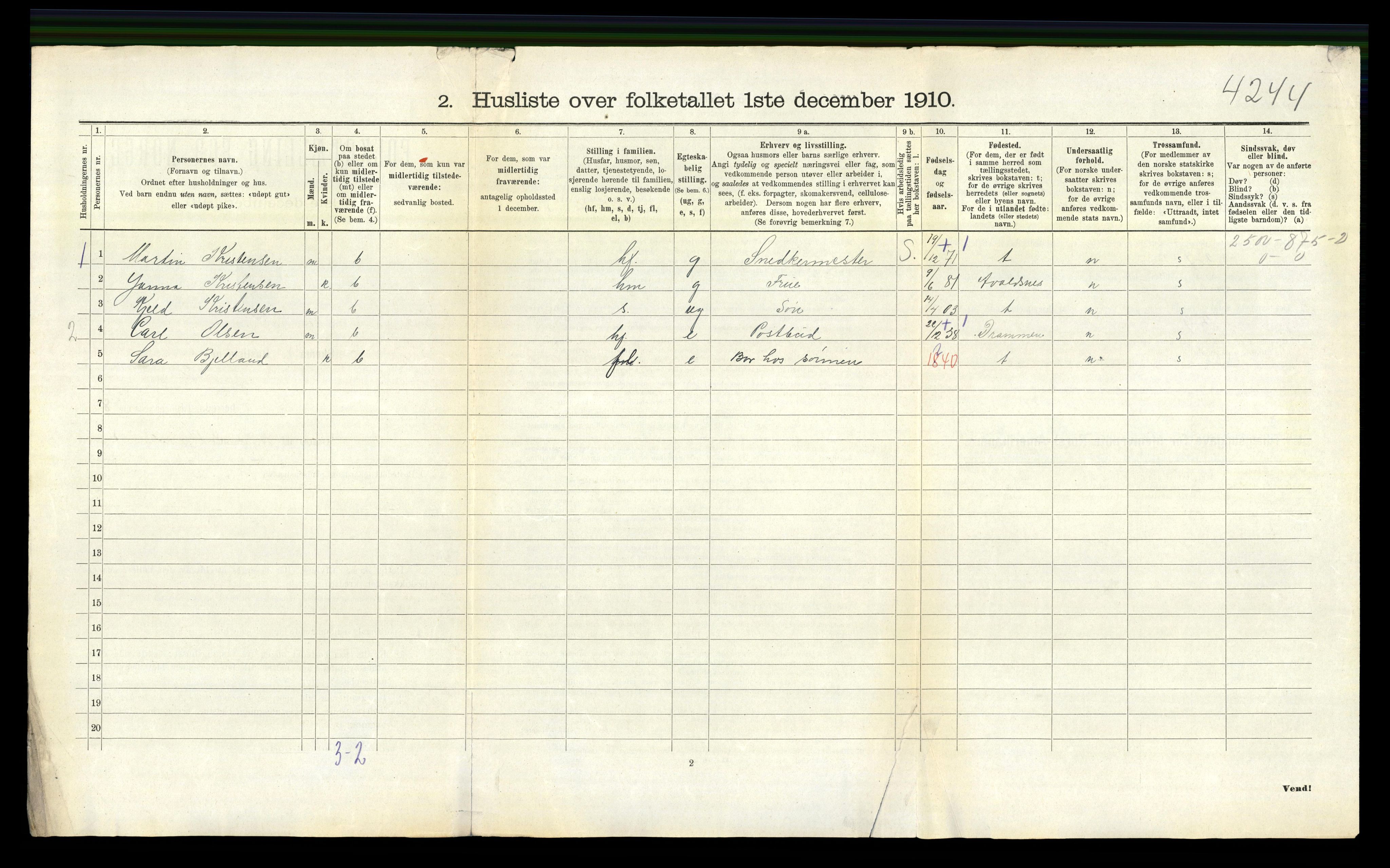 RA, Folketelling 1910 for 1043 Nes herred, 1910, s. 634