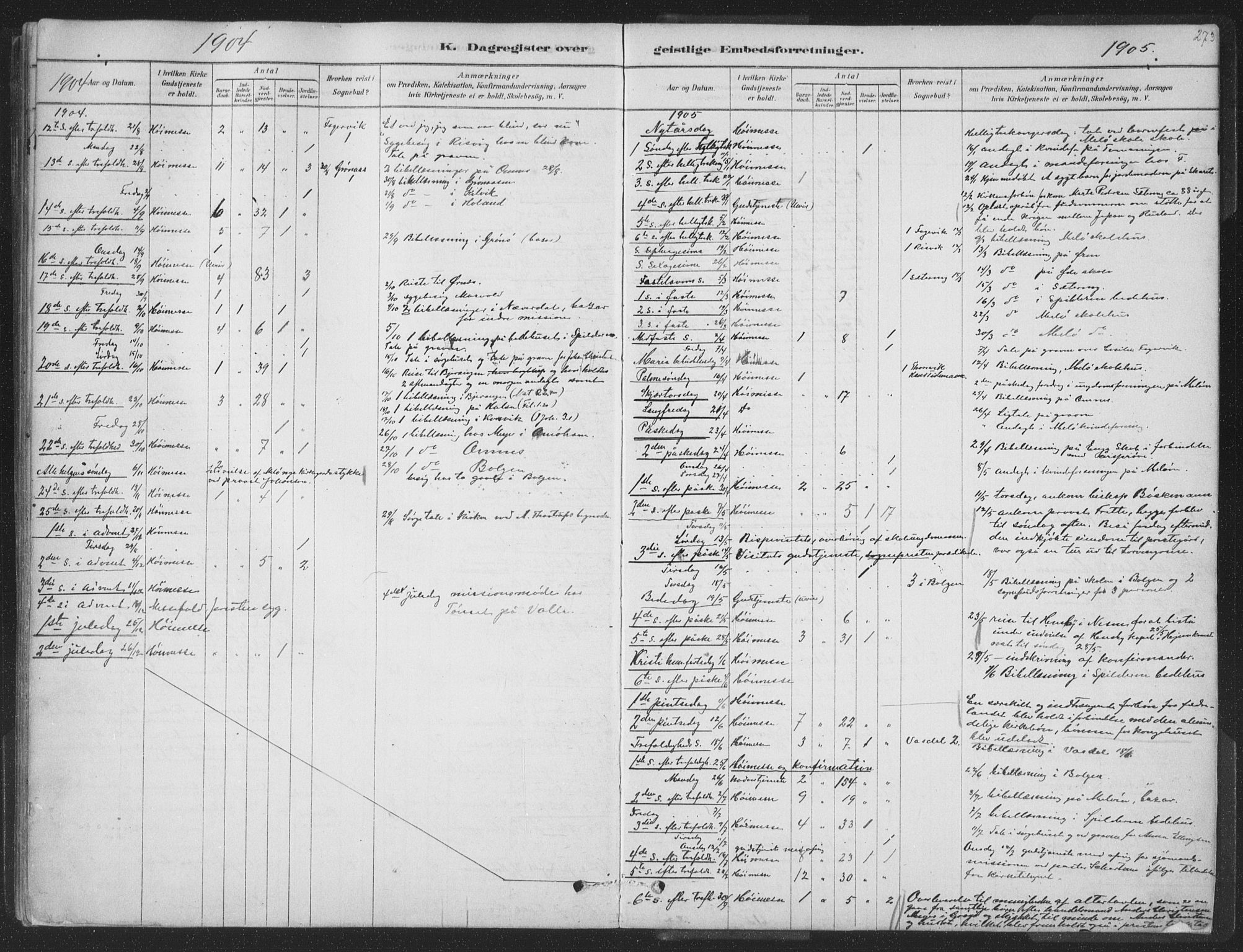 Ministerialprotokoller, klokkerbøker og fødselsregistre - Nordland, SAT/A-1459/843/L0627: Ministerialbok nr. 843A02, 1878-1908, s. 273
