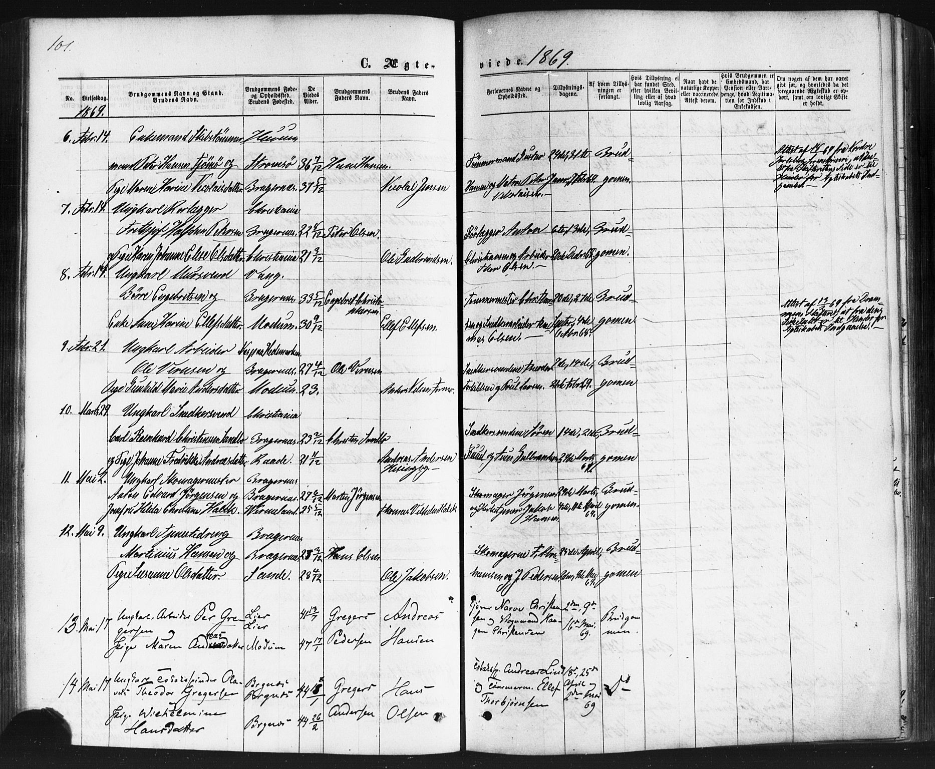 Bragernes kirkebøker, AV/SAKO-A-6/F/Fc/L0003: Ministerialbok nr. III 3, 1865-1874, s. 101