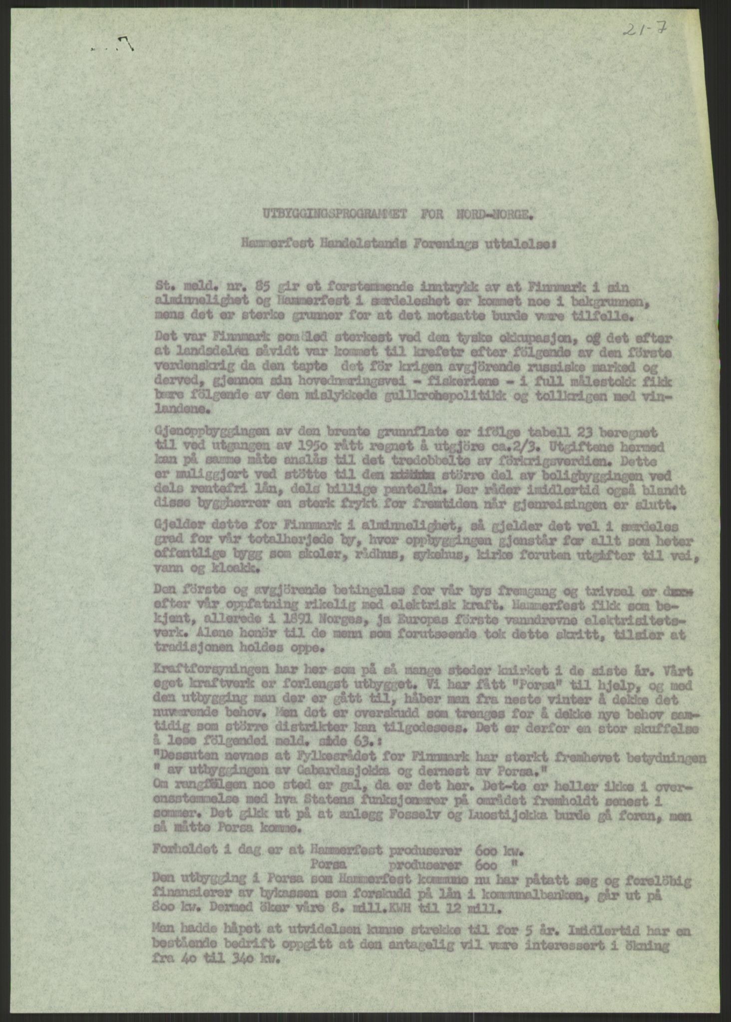 Høyres Hovedorganisasjon, RA/PA-0583/1/D/Dd/L0131: 21 Stortinget/23 Statsministeren. Regjeringen, 1951-1965, s. 1249