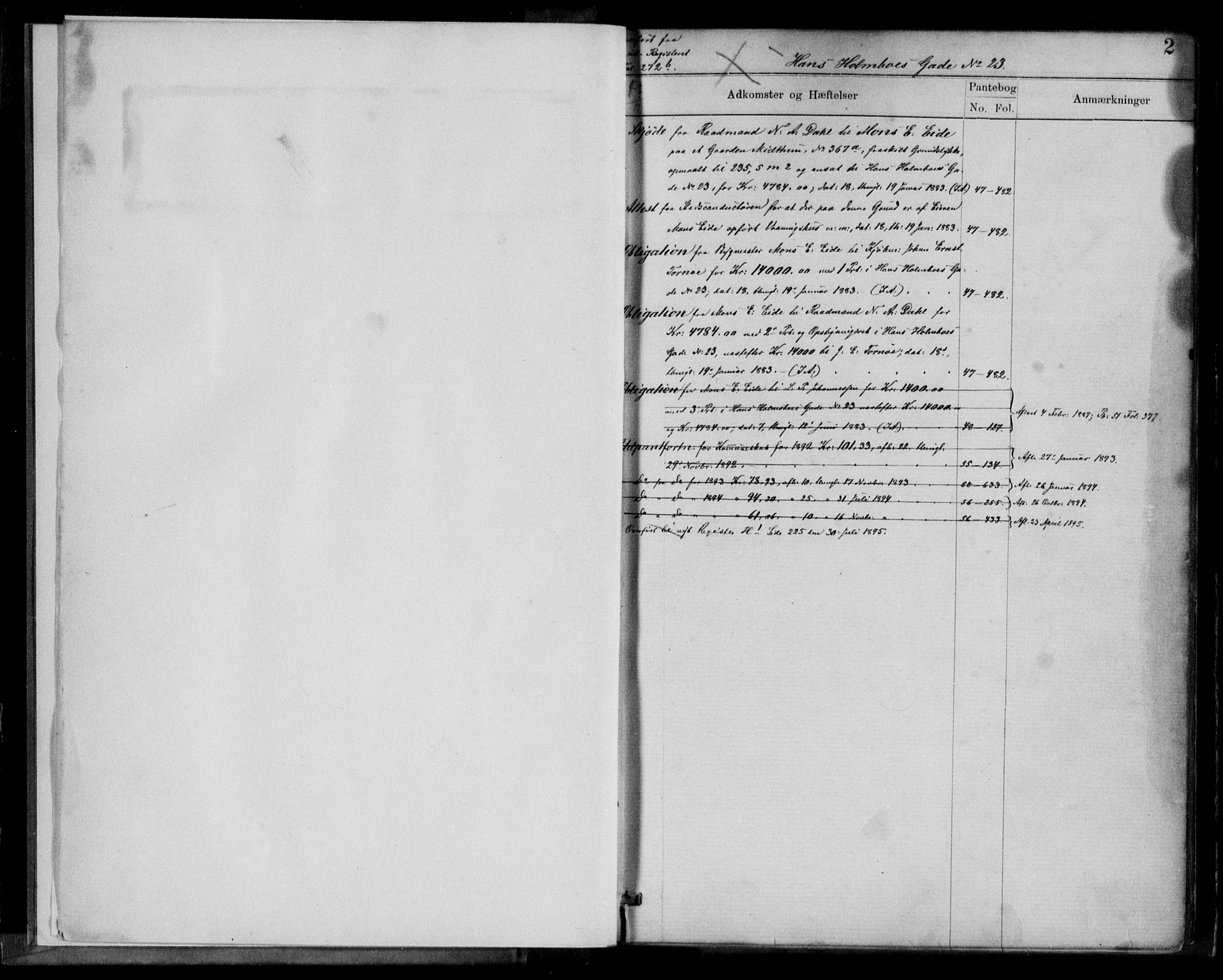 Byfogd og Byskriver i Bergen, SAB/A-3401/03/03AdC/L0017: Panteregister nr. A.d.C.17, 1823-1896, s. 2