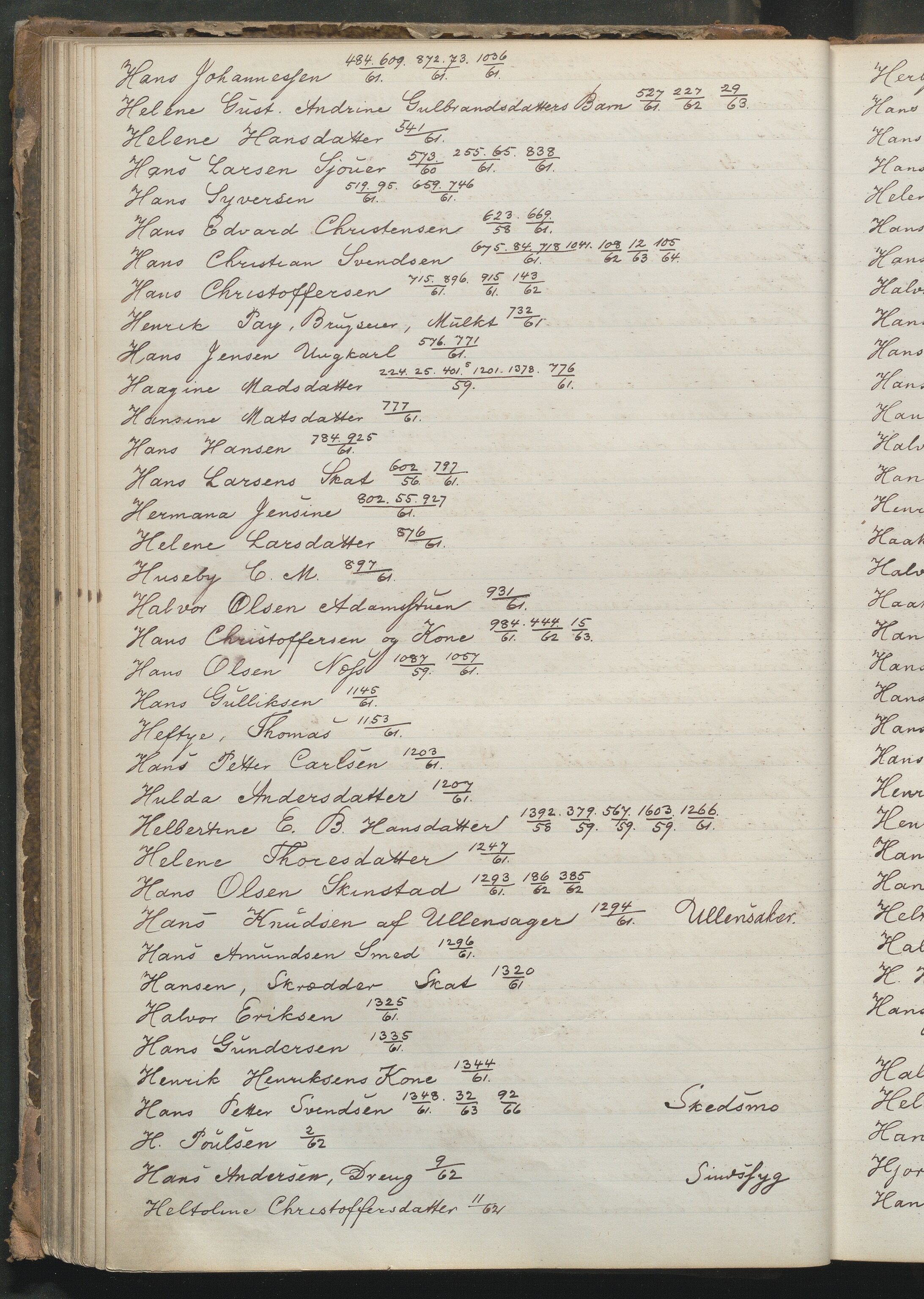 Fattigvesenet, OBA/A-20045/Fr/L0001: Klientregister, 1856-1875, s. 100