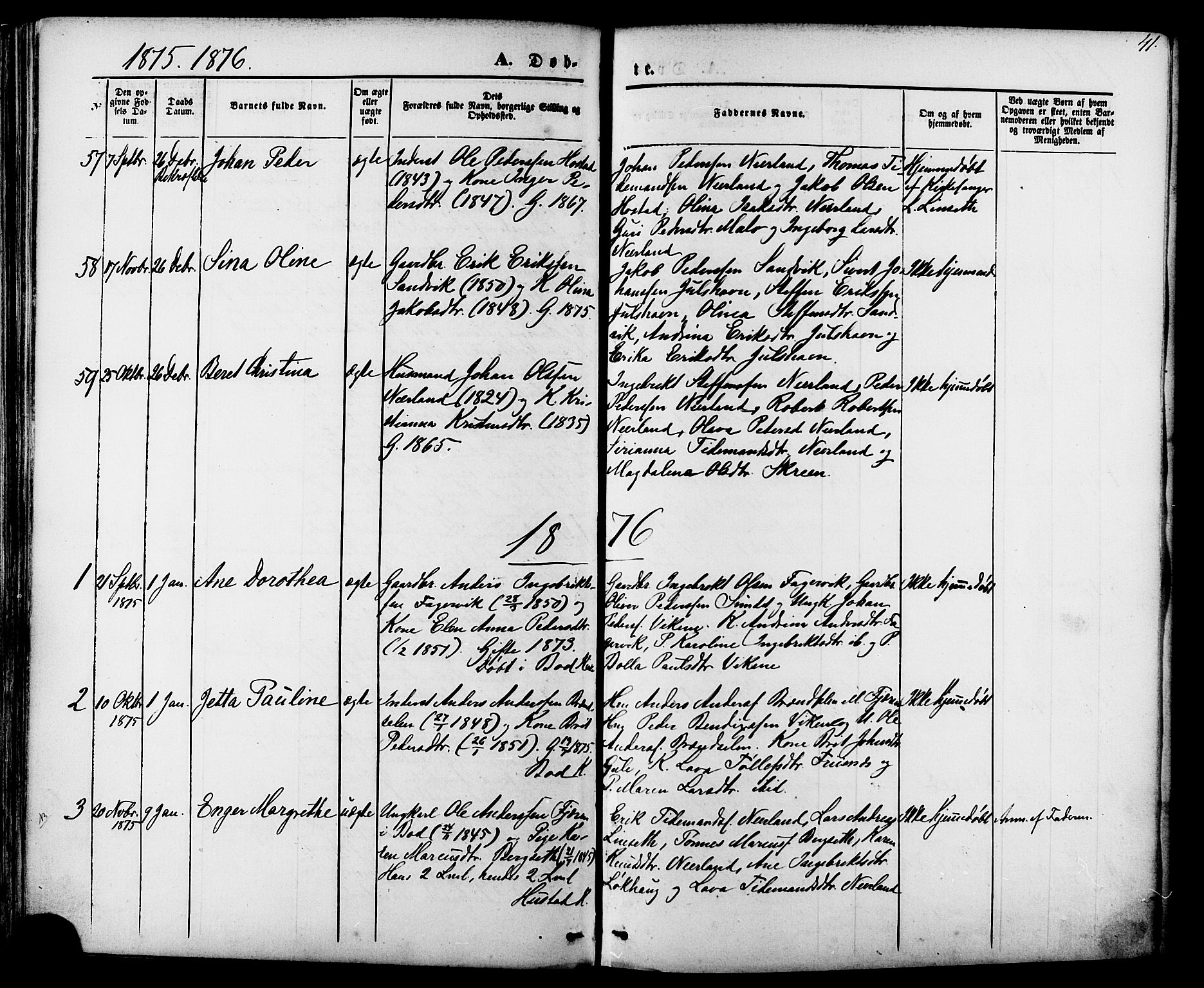 Ministerialprotokoller, klokkerbøker og fødselsregistre - Møre og Romsdal, AV/SAT-A-1454/566/L0768: Ministerialbok nr. 566A07, 1869-1881, s. 41