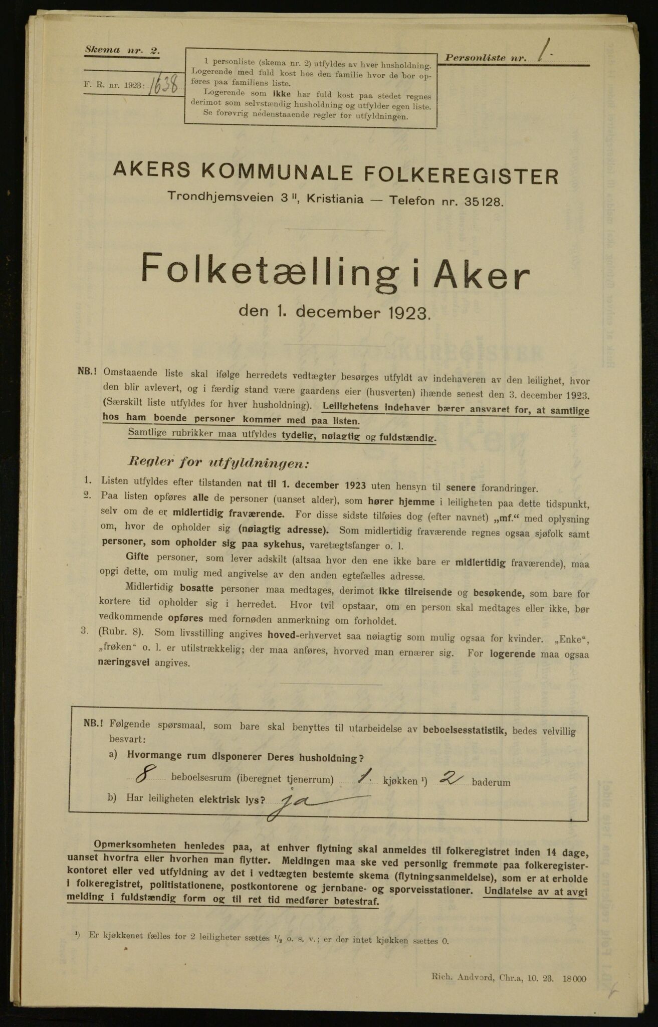 , Kommunal folketelling 1.12.1923 for Aker, 1923, s. 18267