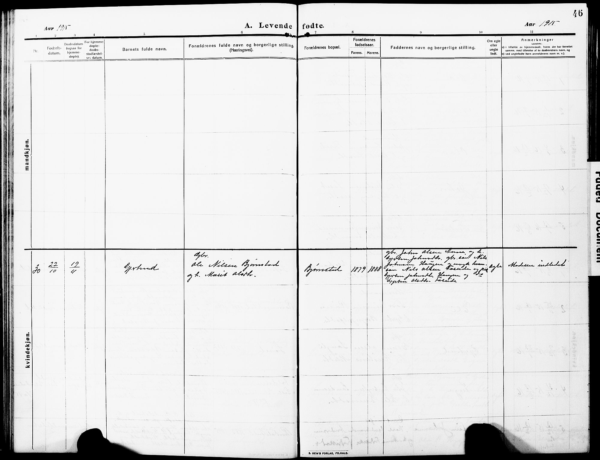Ministerialprotokoller, klokkerbøker og fødselsregistre - Møre og Romsdal, SAT/A-1454/598/L1079: Klokkerbok nr. 598C04, 1909-1927, s. 46