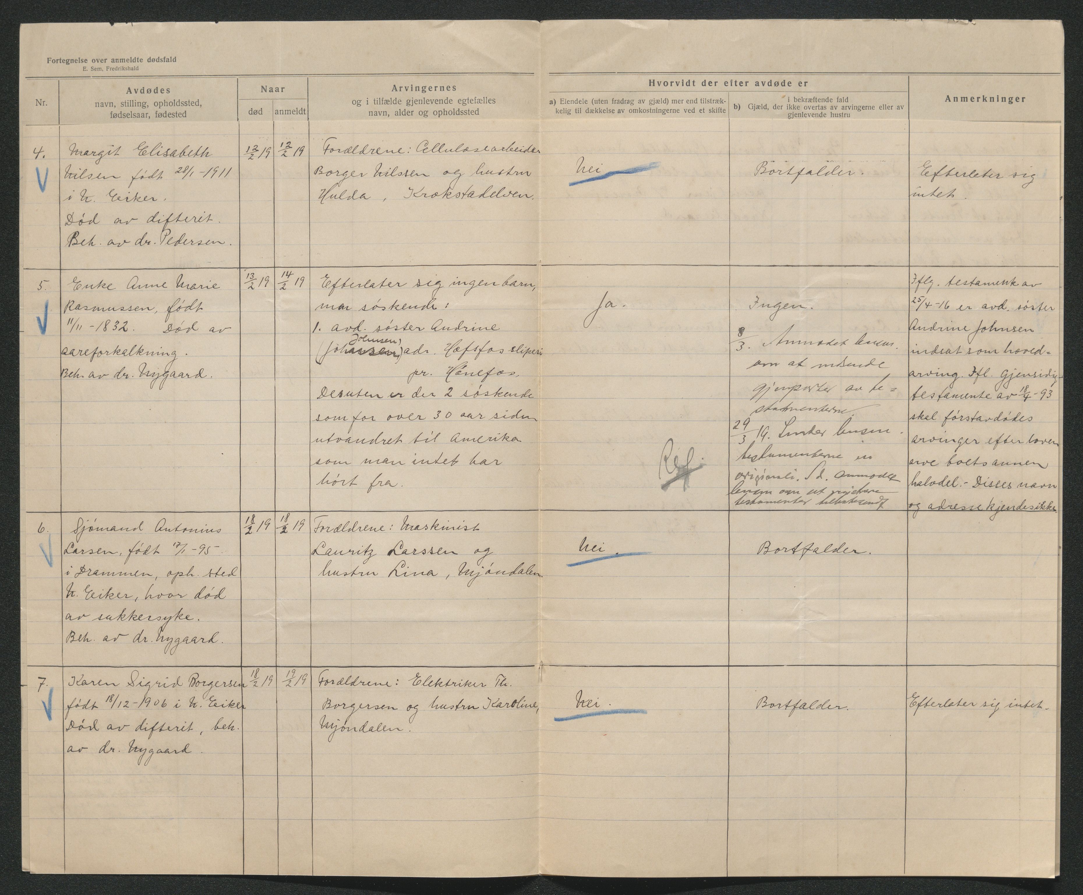 Eiker, Modum og Sigdal sorenskriveri, AV/SAKO-A-123/H/Ha/Hab/L0039: Dødsfallsmeldinger, 1918-1919, s. 1253