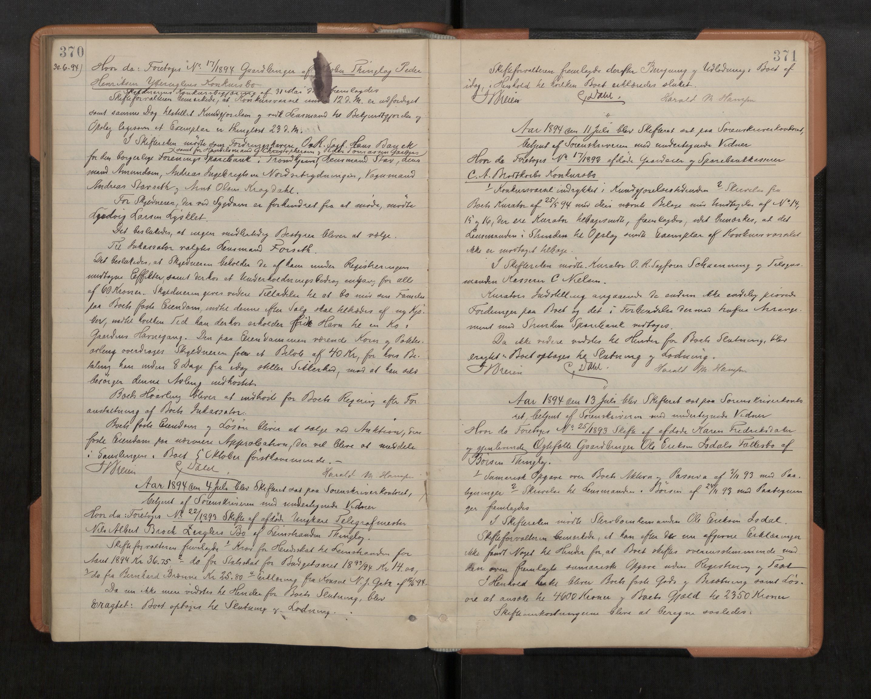 Strinda og Selbu sorenskriveri, AV/SAT-A-0015/3/3B/L0006: Skifteforhandlingsprot. 6 6, 1890-1894, s. 370-371