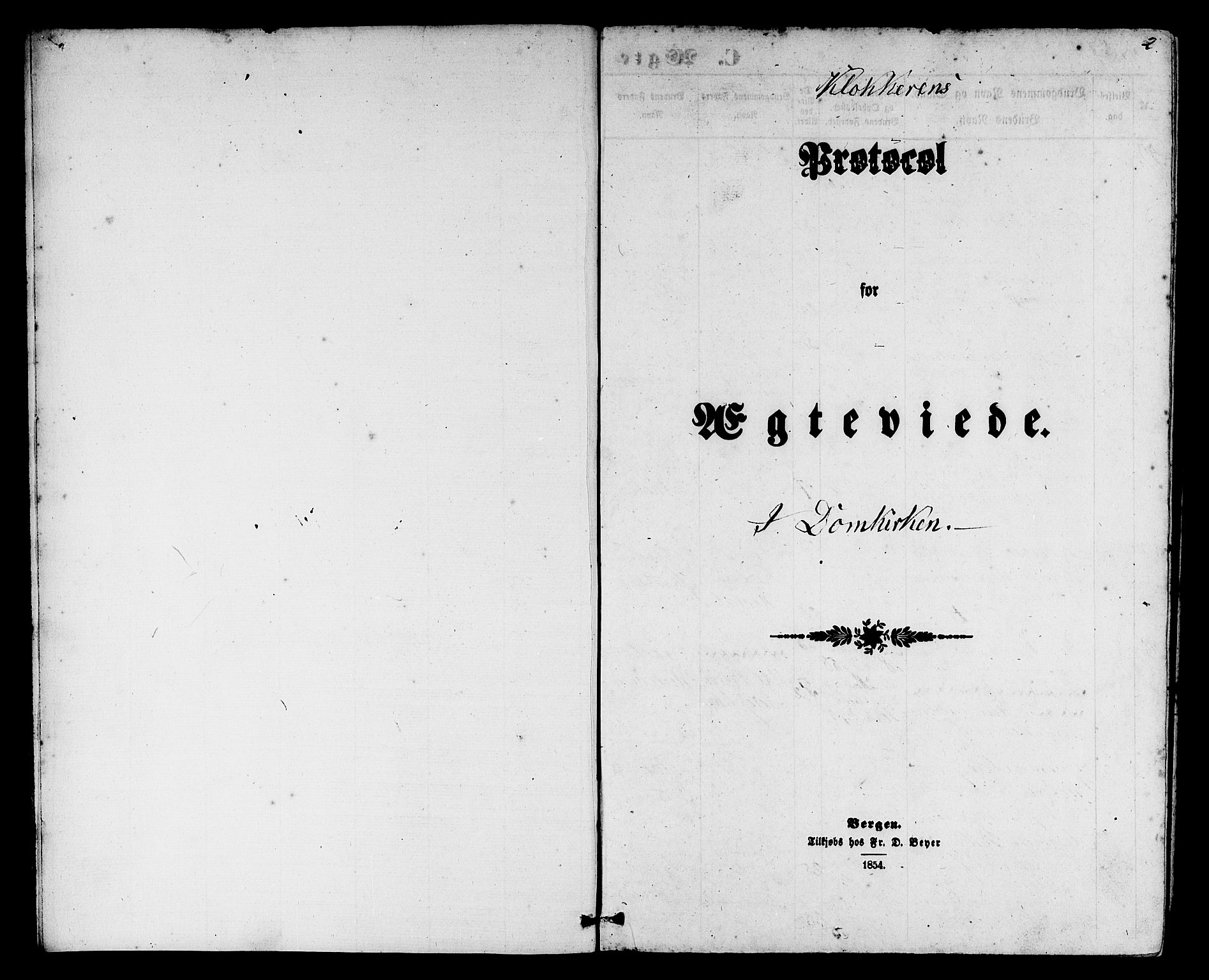 Domkirken sokneprestembete, SAB/A-74801/H/Hab/L0030: Klokkerbok nr. D 2, 1857-1876