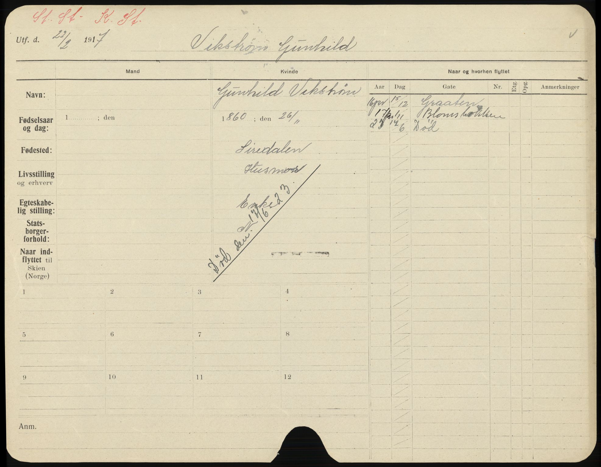 Skien folkeregister, SAKO/A-425/H/Ha/L0001: Døde, 1916-1929, s. 1217