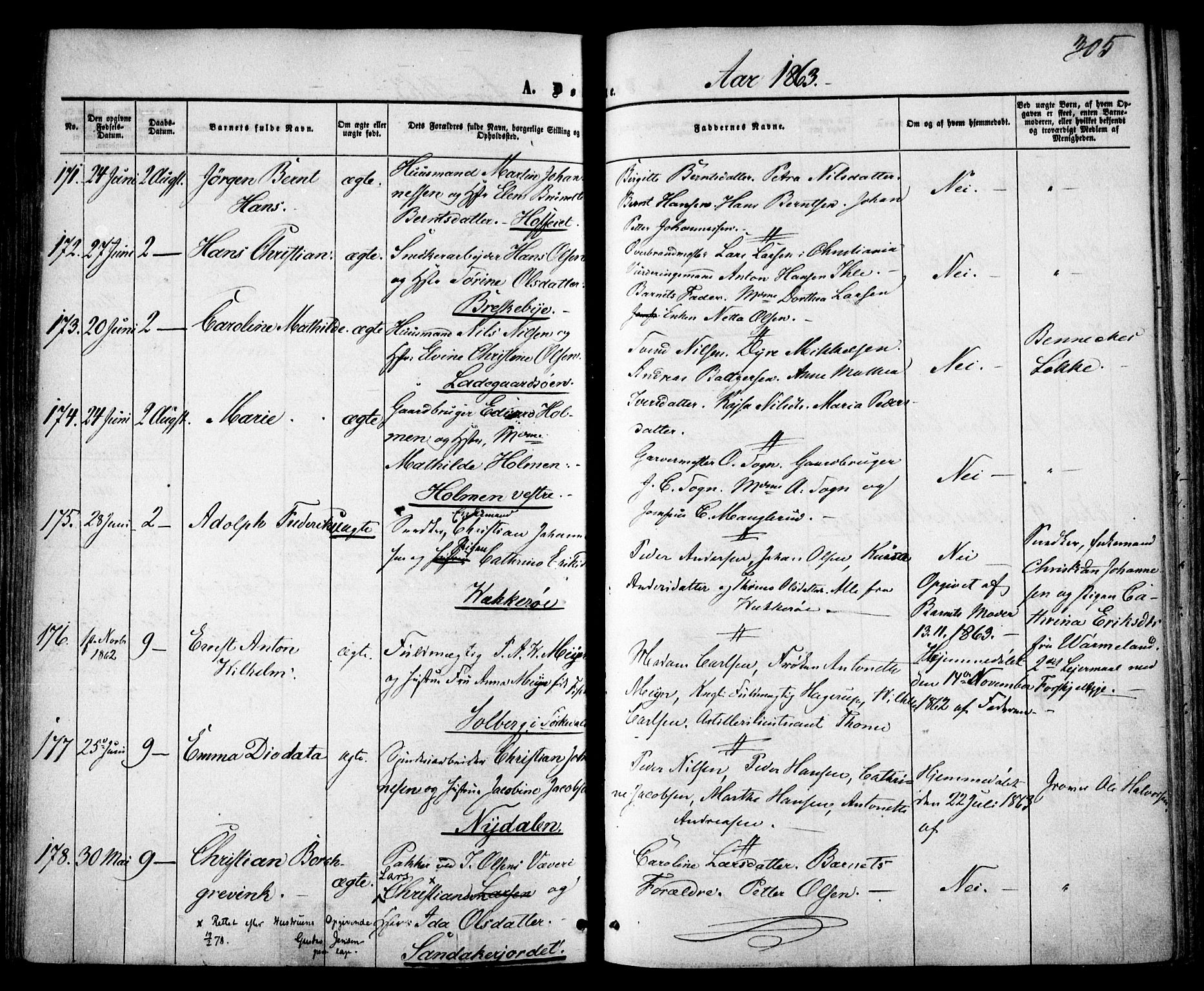Vestre Aker prestekontor Kirkebøker, AV/SAO-A-10025/F/Fa/L0003: Ministerialbok nr. 3, 1857-1868, s. 305