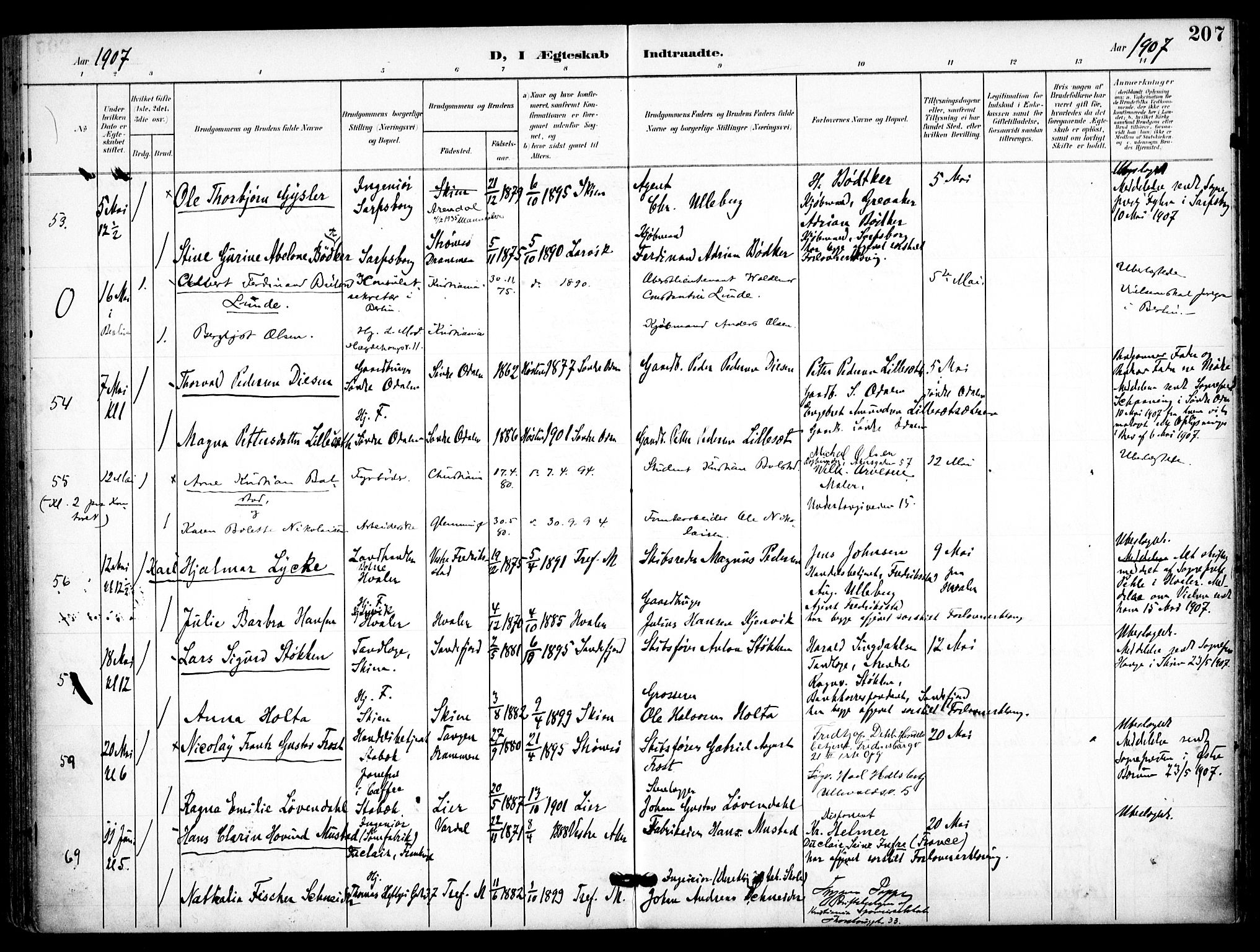 Trefoldighet prestekontor Kirkebøker, AV/SAO-A-10882/F/Fc/L0005: Ministerialbok nr. III 5, 1900-1908, s. 207