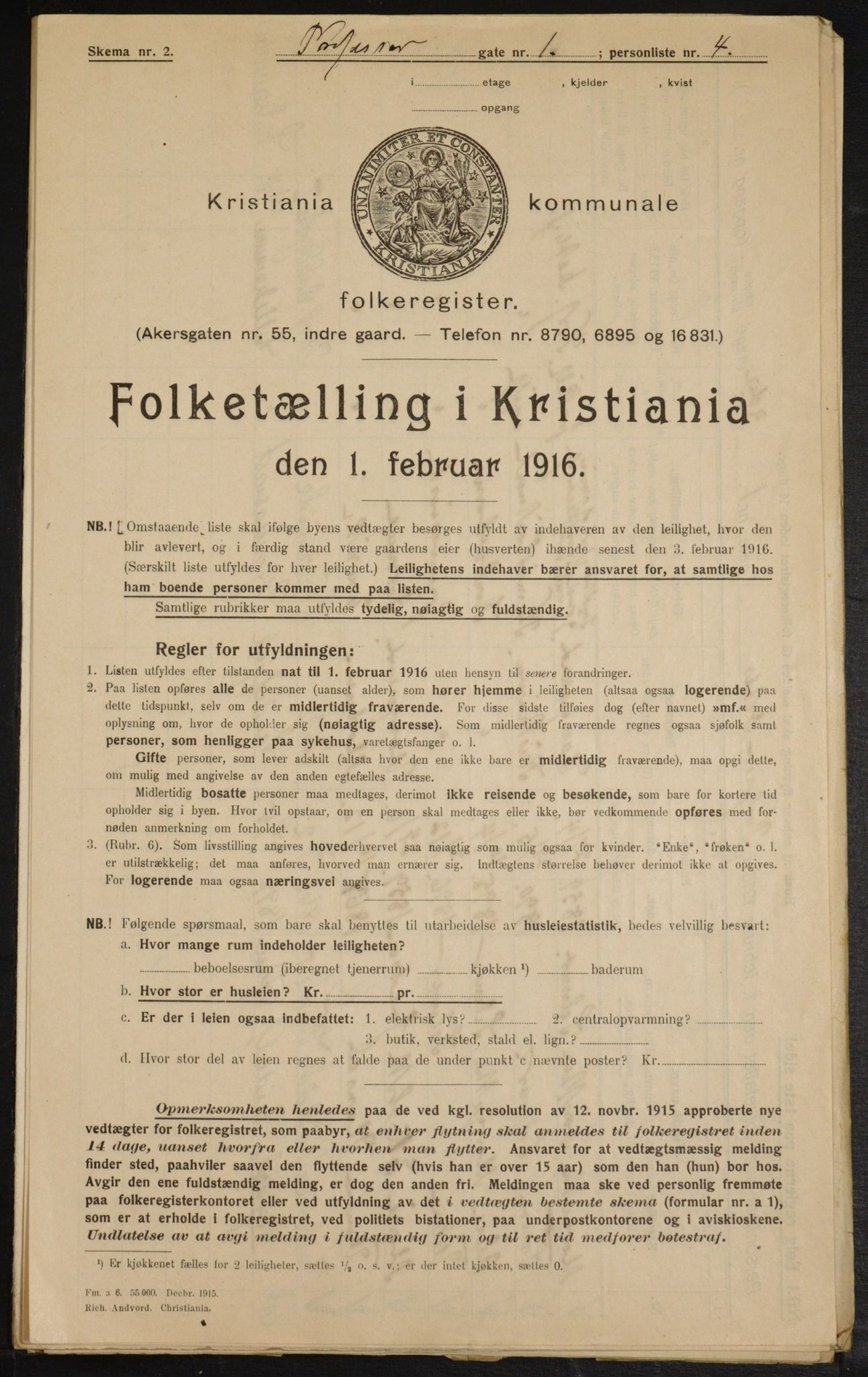 OBA, Kommunal folketelling 1.2.1916 for Kristiania, 1916, s. 83611