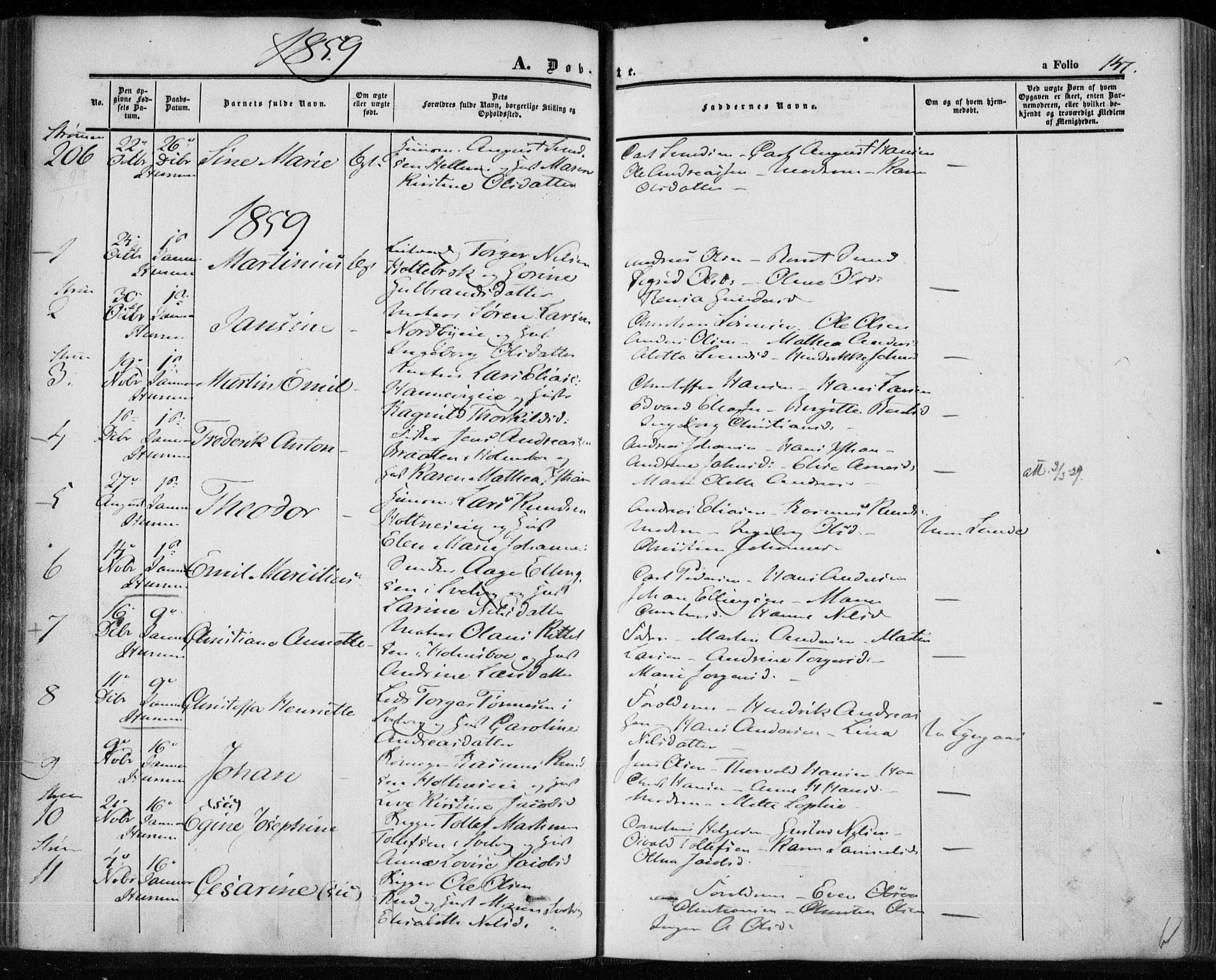 Hurum kirkebøker, AV/SAKO-A-229/F/Fa/L0011: Ministerialbok nr. 11, 1847-1860, s. 147