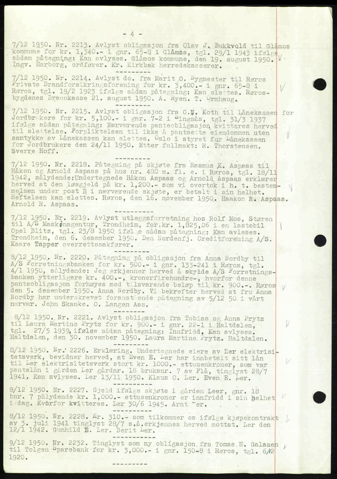 Gauldal sorenskriveri, SAT/A-0014/1/2/2C: Pantebok nr. A11, 1950-1950, Dagboknr: 2213/1950