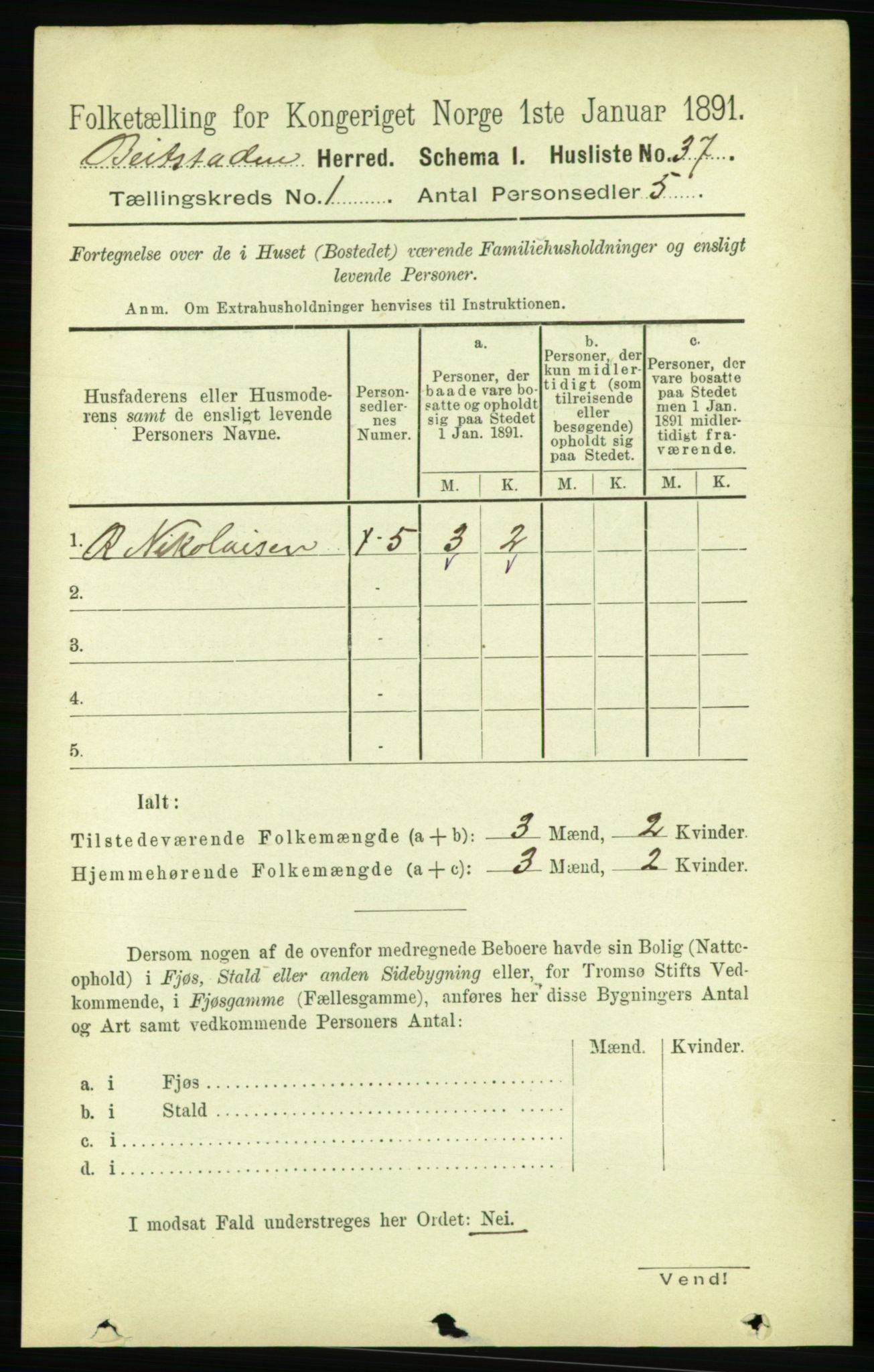 RA, Folketelling 1891 for 1727 Beitstad herred, 1891, s. 89