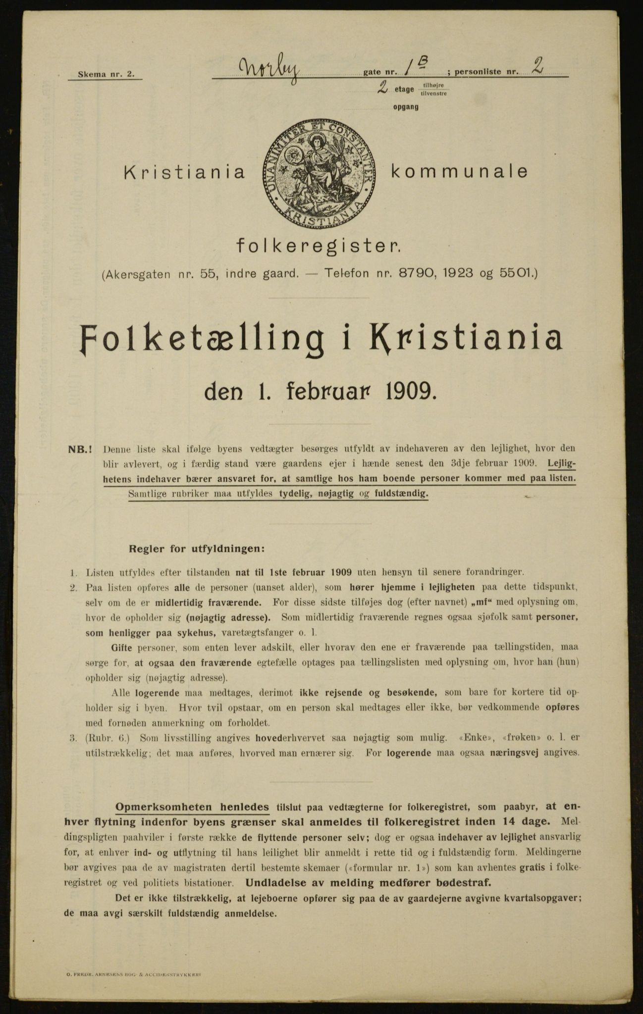 OBA, Kommunal folketelling 1.2.1909 for Kristiania kjøpstad, 1909, s. 64647