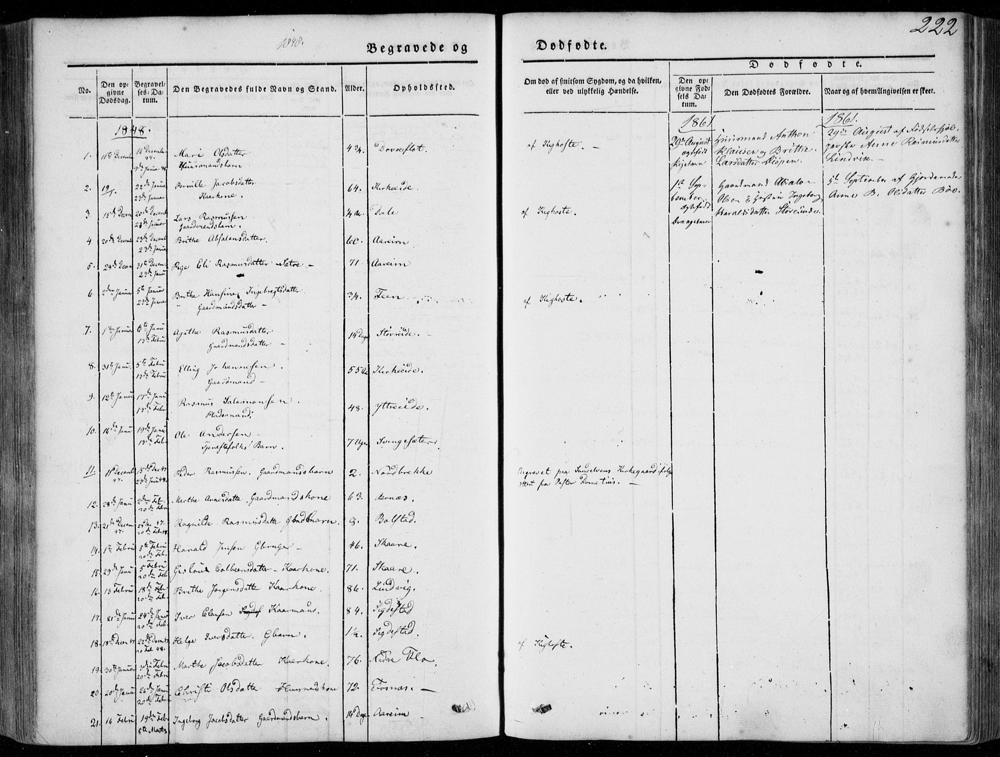 Stryn Sokneprestembete, SAB/A-82501: Ministerialbok nr. A 2, 1844-1861, s. 222