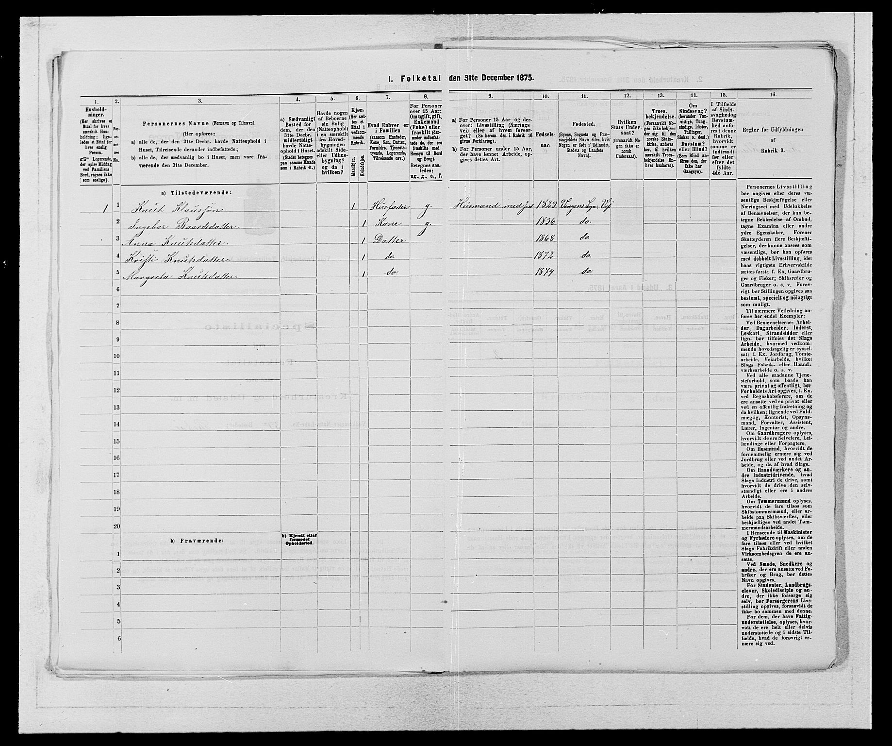 SAB, Folketelling 1875 for 1235P Voss prestegjeld, 1875, s. 146