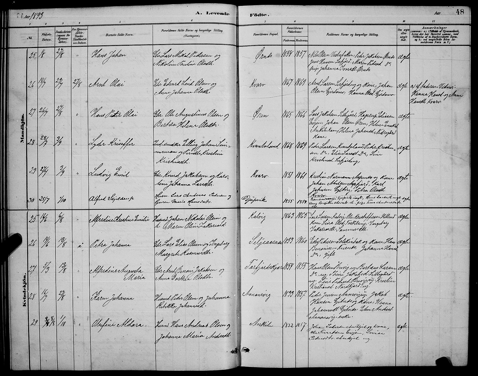 Ministerialprotokoller, klokkerbøker og fødselsregistre - Nordland, AV/SAT-A-1459/853/L0772: Ministerialbok nr. 853A11, 1881-1900, s. 48