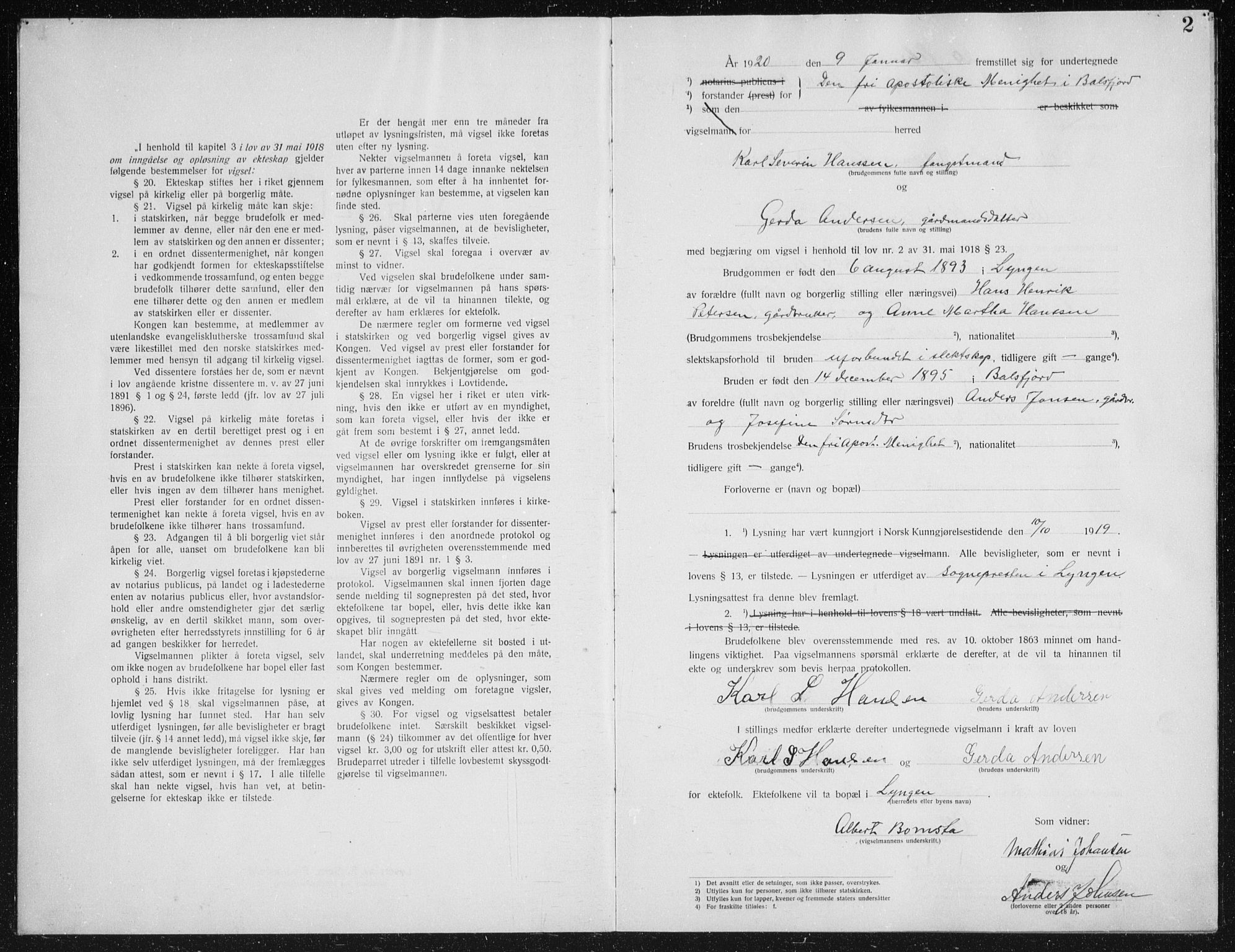Fylkesmannen i Troms, AV/SATØ-S-0001/A7.10.1/L1977: Dissenterprotokoll nr. TF 1977, 1920-1922, s. 2