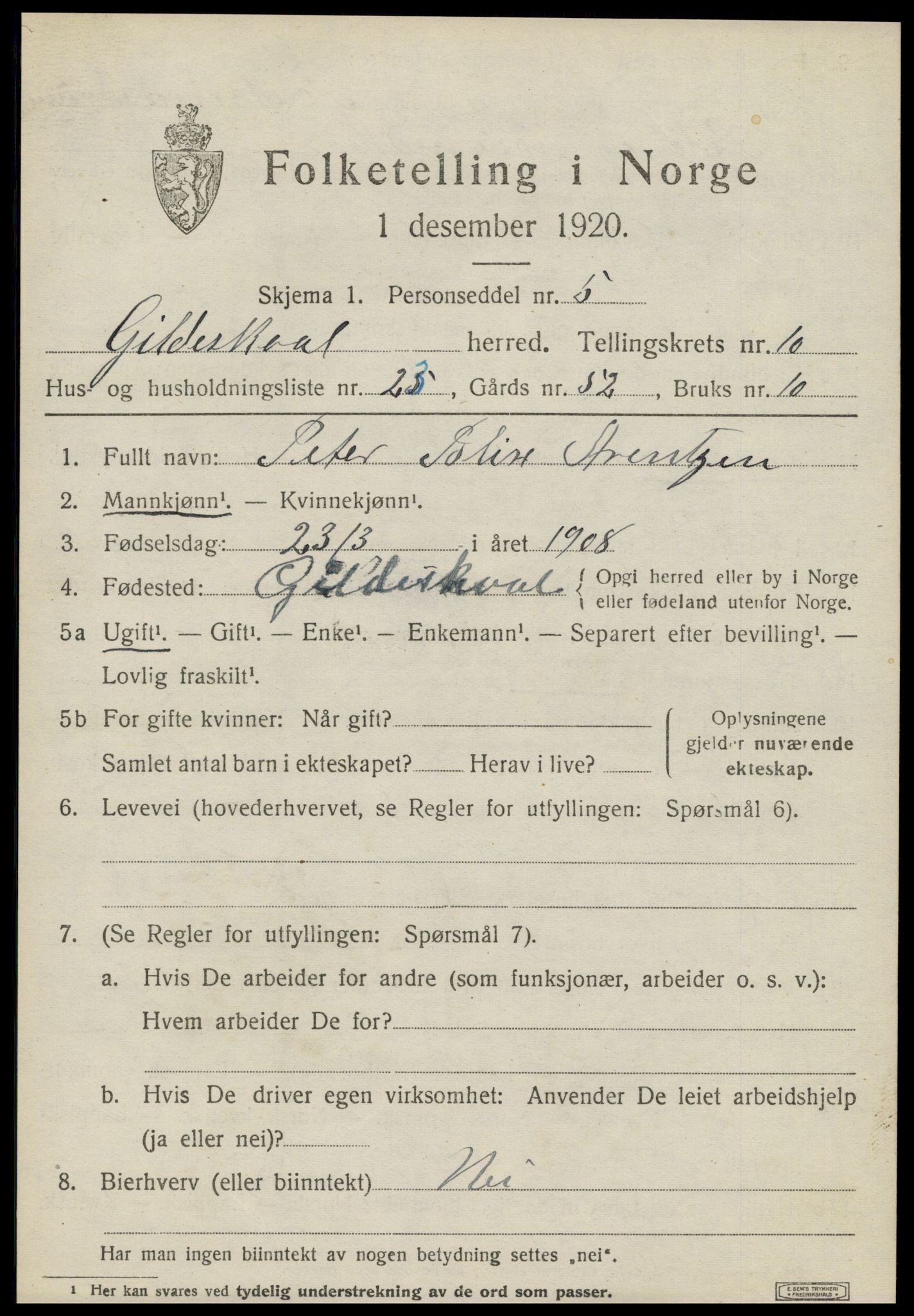 SAT, Folketelling 1920 for 1838 Gildeskål herred, 1920, s. 6374
