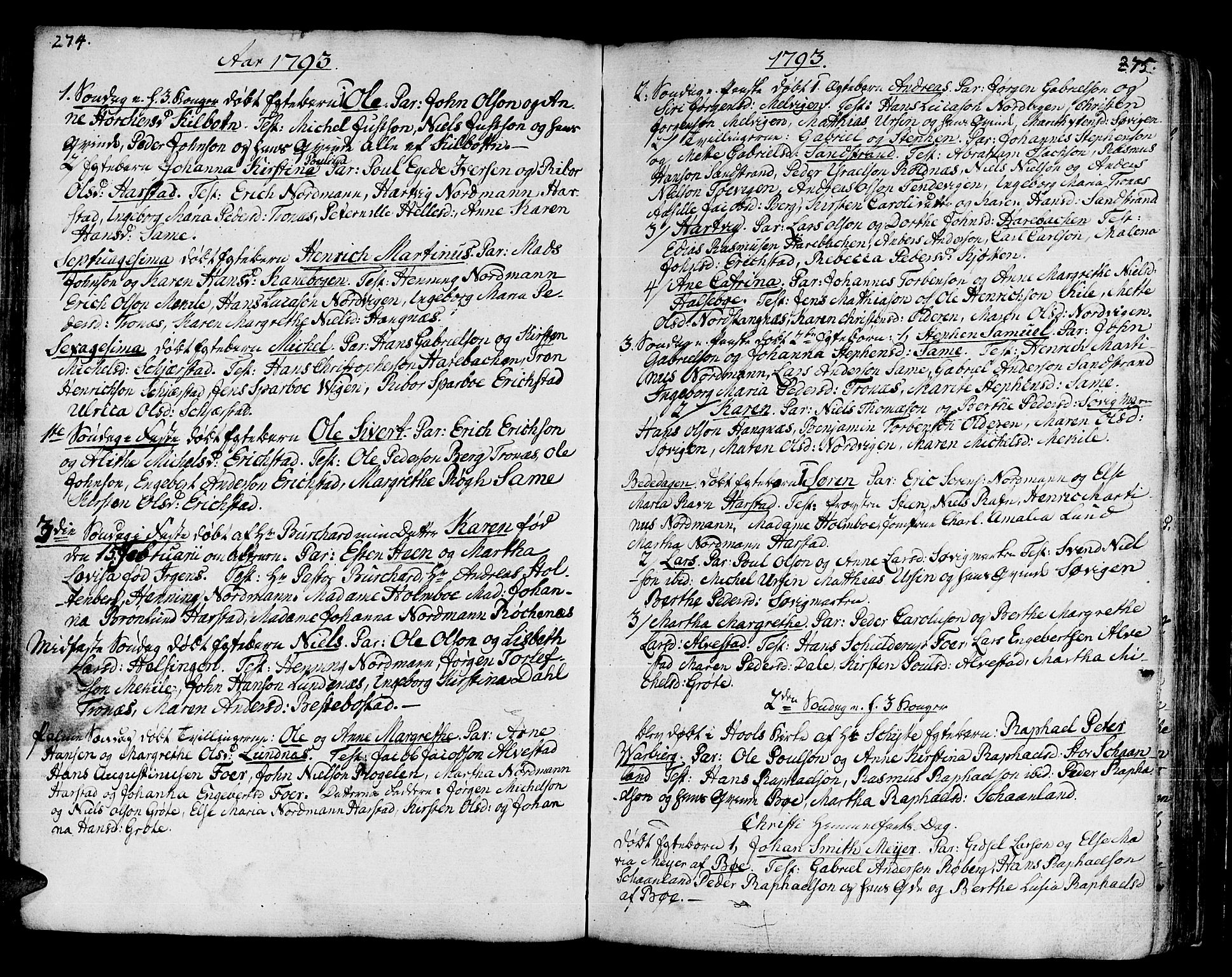 Trondenes sokneprestkontor, AV/SATØ-S-1319/H/Ha/L0003kirke: Ministerialbok nr. 3, 1783-1803, s. 274-275