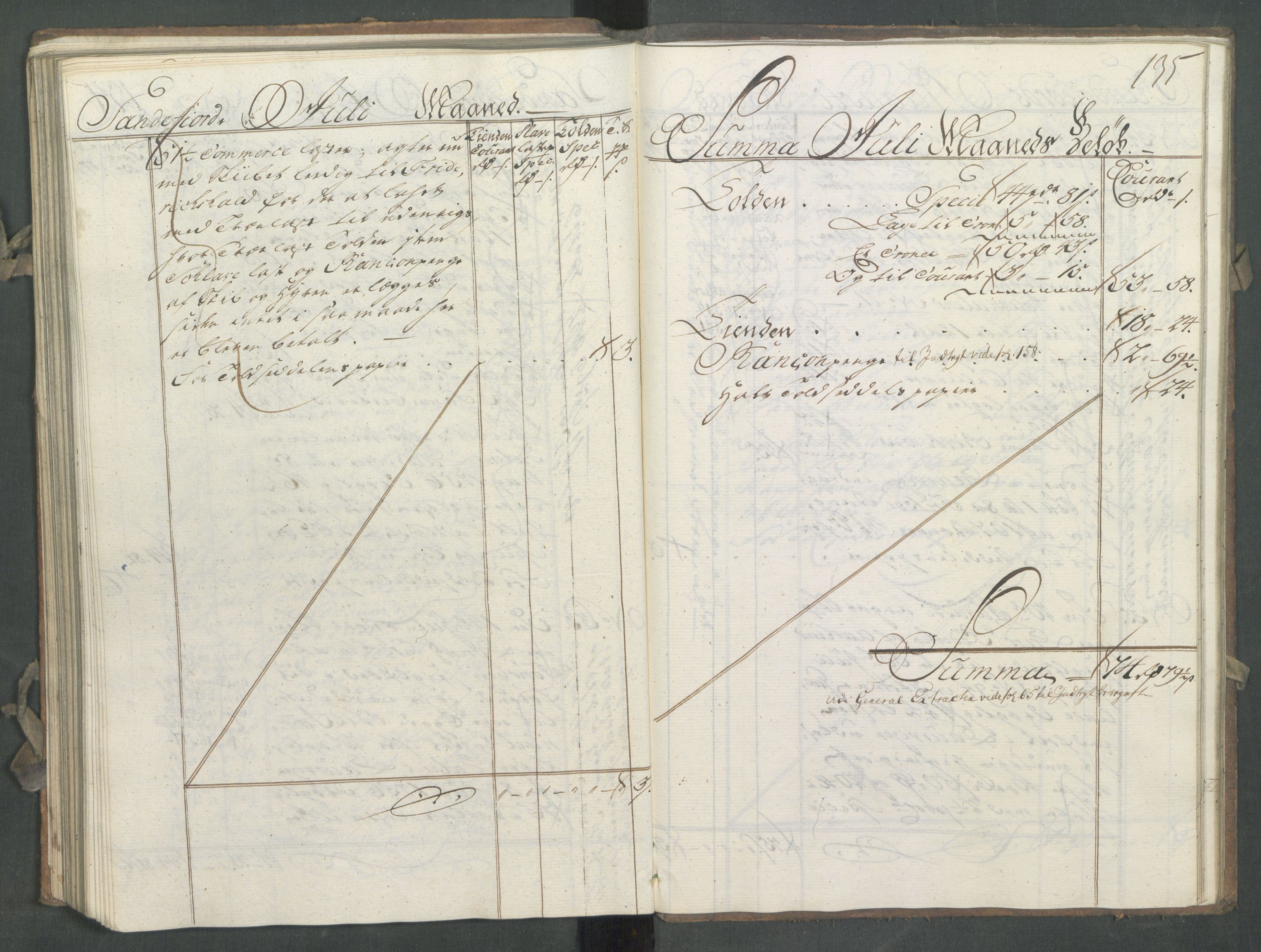 Generaltollkammeret, tollregnskaper, AV/RA-EA-5490/R11/L0027/0001: Tollregnskaper Larvik og Sandefjord / Utgående hovedtollbok, 1756, s. 134b-135a