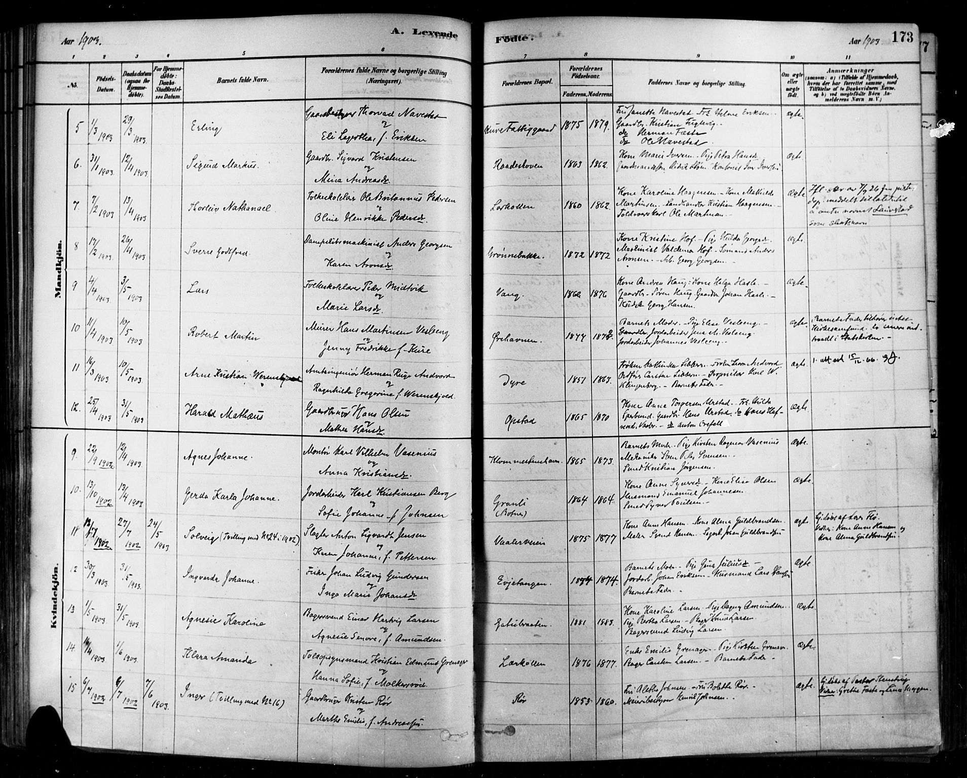 Rygge prestekontor Kirkebøker, AV/SAO-A-10084b/F/Fa/L0007: Ministerialbok nr. 7, 1878-1904, s. 173