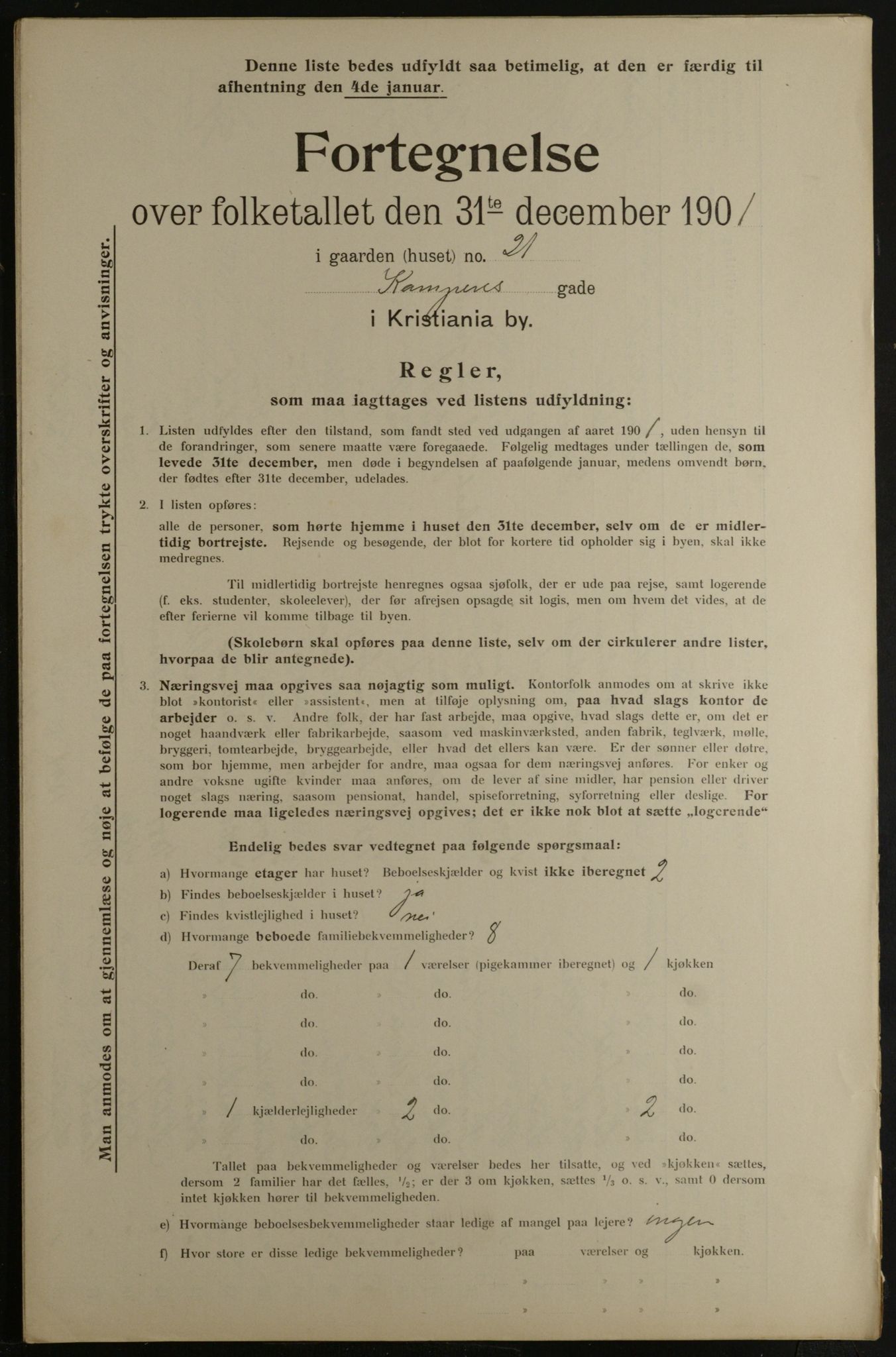 OBA, Kommunal folketelling 31.12.1901 for Kristiania kjøpstad, 1901, s. 7477