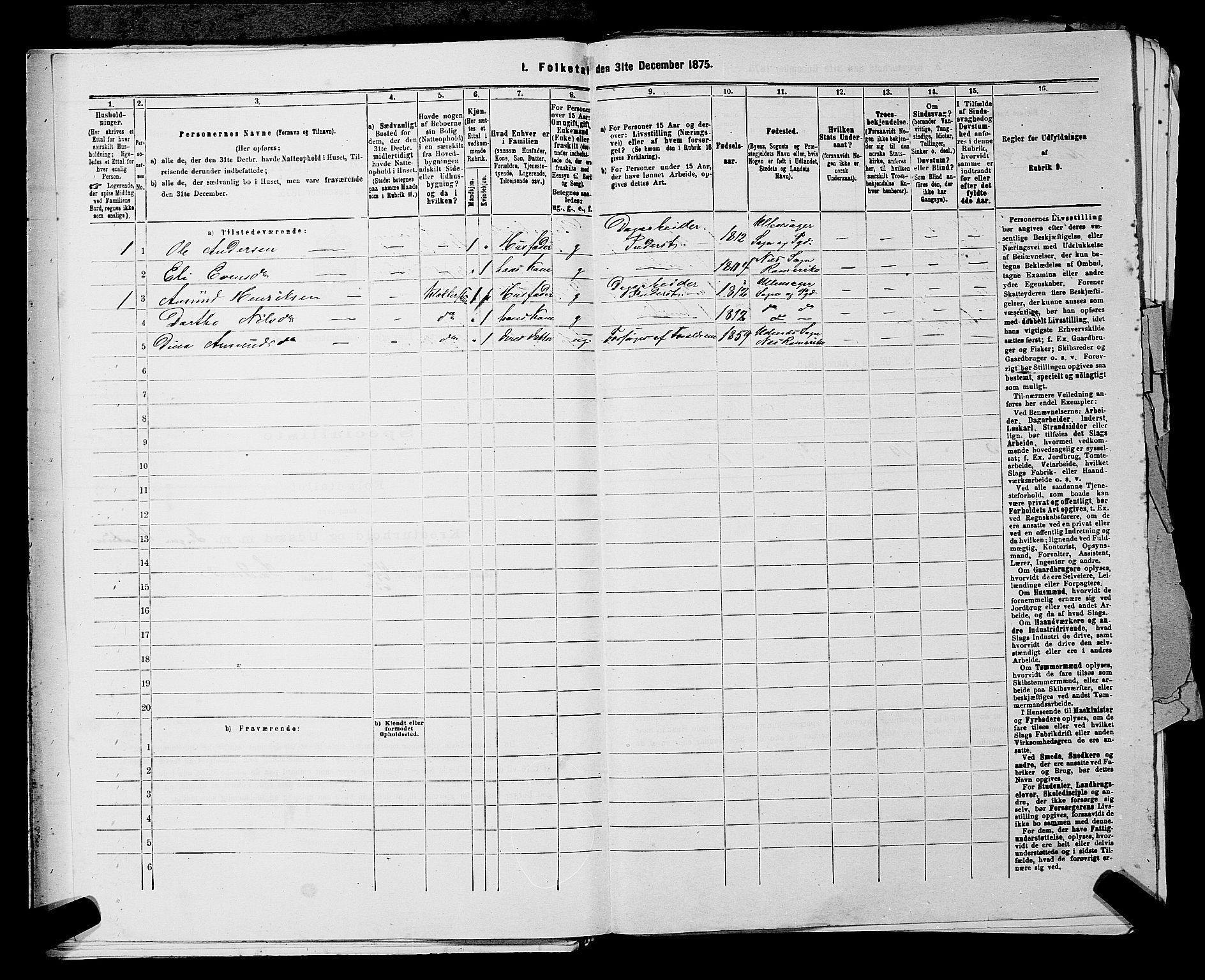 RA, Folketelling 1875 for 0226P Sørum prestegjeld, 1875, s. 311