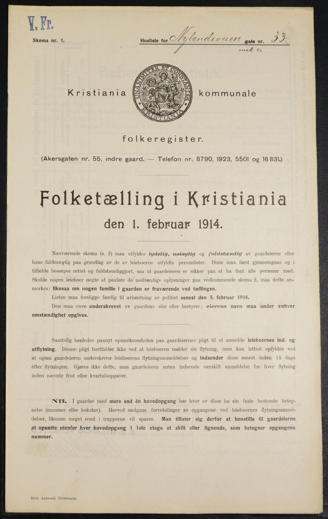 OBA, Kommunal folketelling 1.2.1914 for Kristiania, 1914, s. 74015