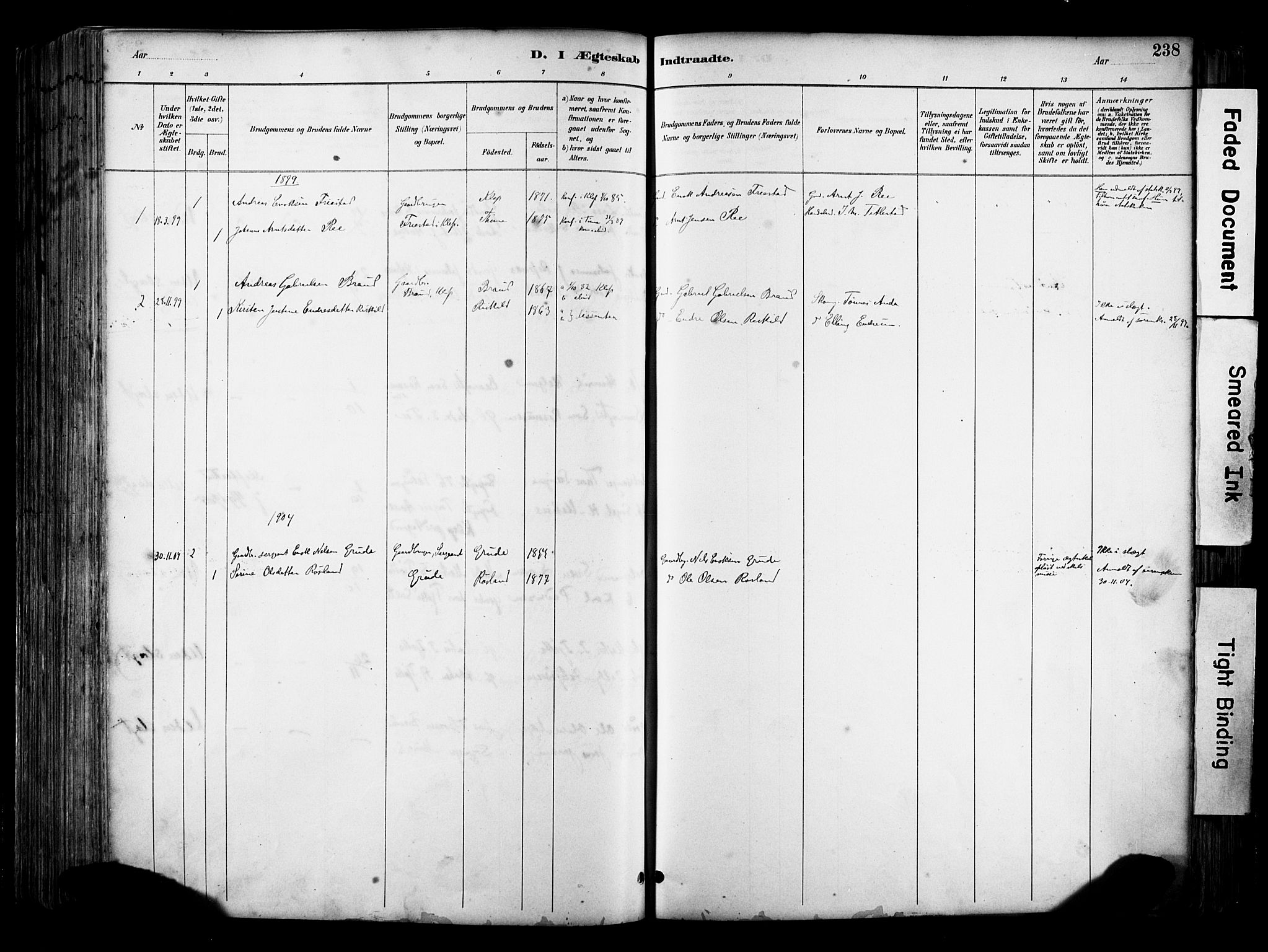 Klepp sokneprestkontor, SAST/A-101803/001/3/30BA/L0009: Ministerialbok nr. A 7, 1886-1915, s. 238