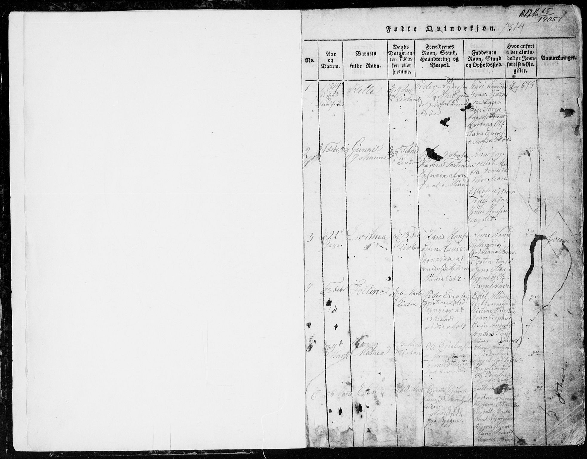 Røyken kirkebøker, SAKO/A-241/G/Ga/L0003: Klokkerbok nr. 3, 1814-1856, s. 0-1