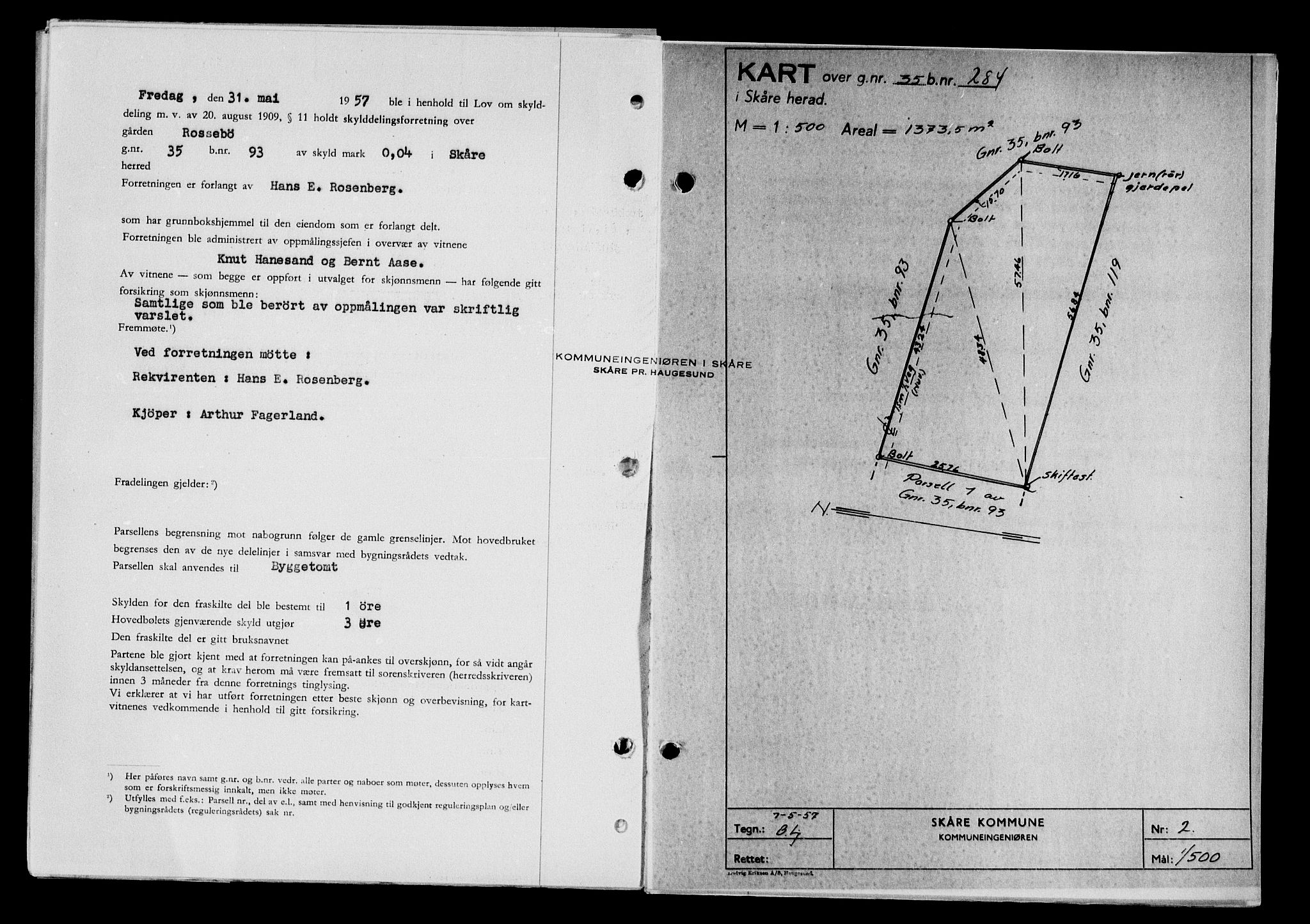 Karmsund sorenskriveri, SAST/A-100311/01/II/IIB/L0125: Pantebok nr. 105A, 1957-1957, Dagboknr: 1834/1957