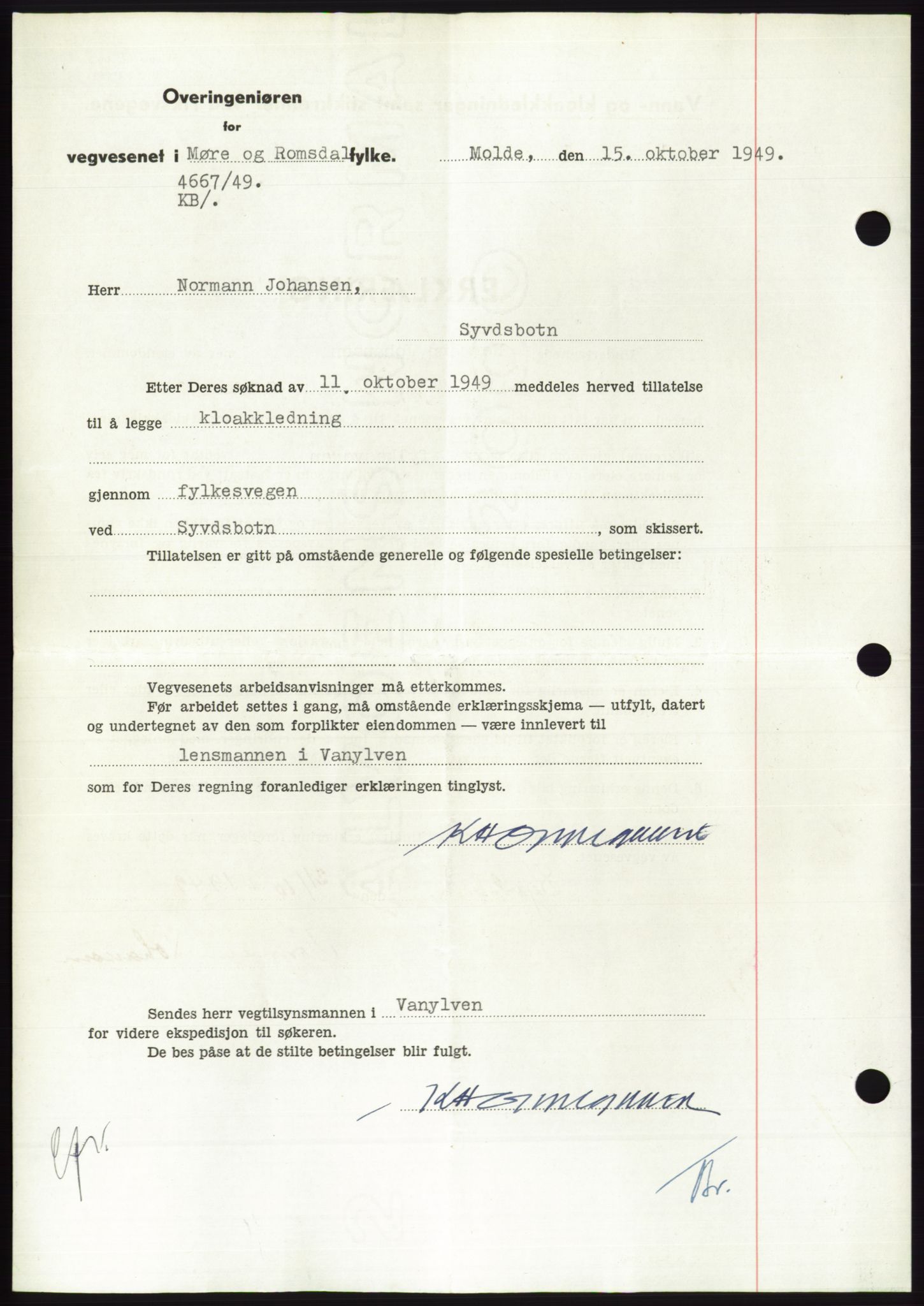 Søre Sunnmøre sorenskriveri, AV/SAT-A-4122/1/2/2C/L0085: Pantebok nr. 11A, 1949-1949, Dagboknr: 1781/1949