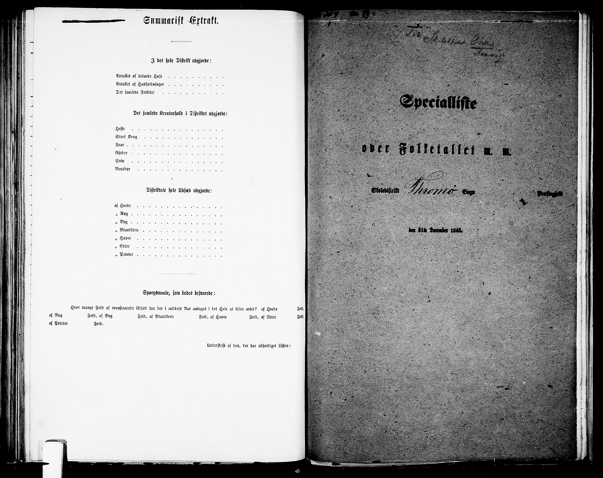 RA, Folketelling 1865 for 0918P Austre Moland prestegjeld, 1865, s. 264