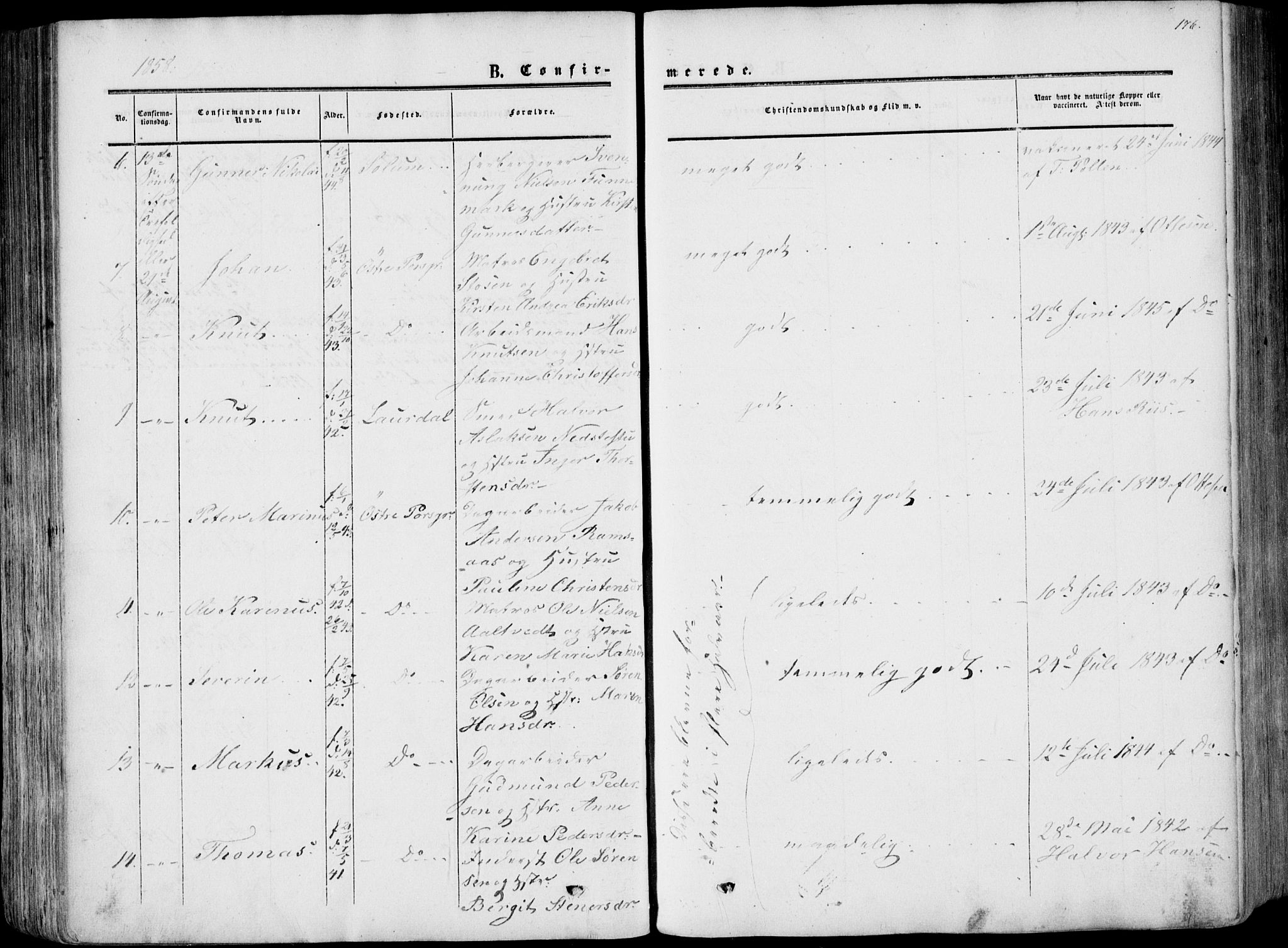 Porsgrunn kirkebøker , AV/SAKO-A-104/F/Fa/L0007: Ministerialbok nr. 7, 1858-1877, s. 176