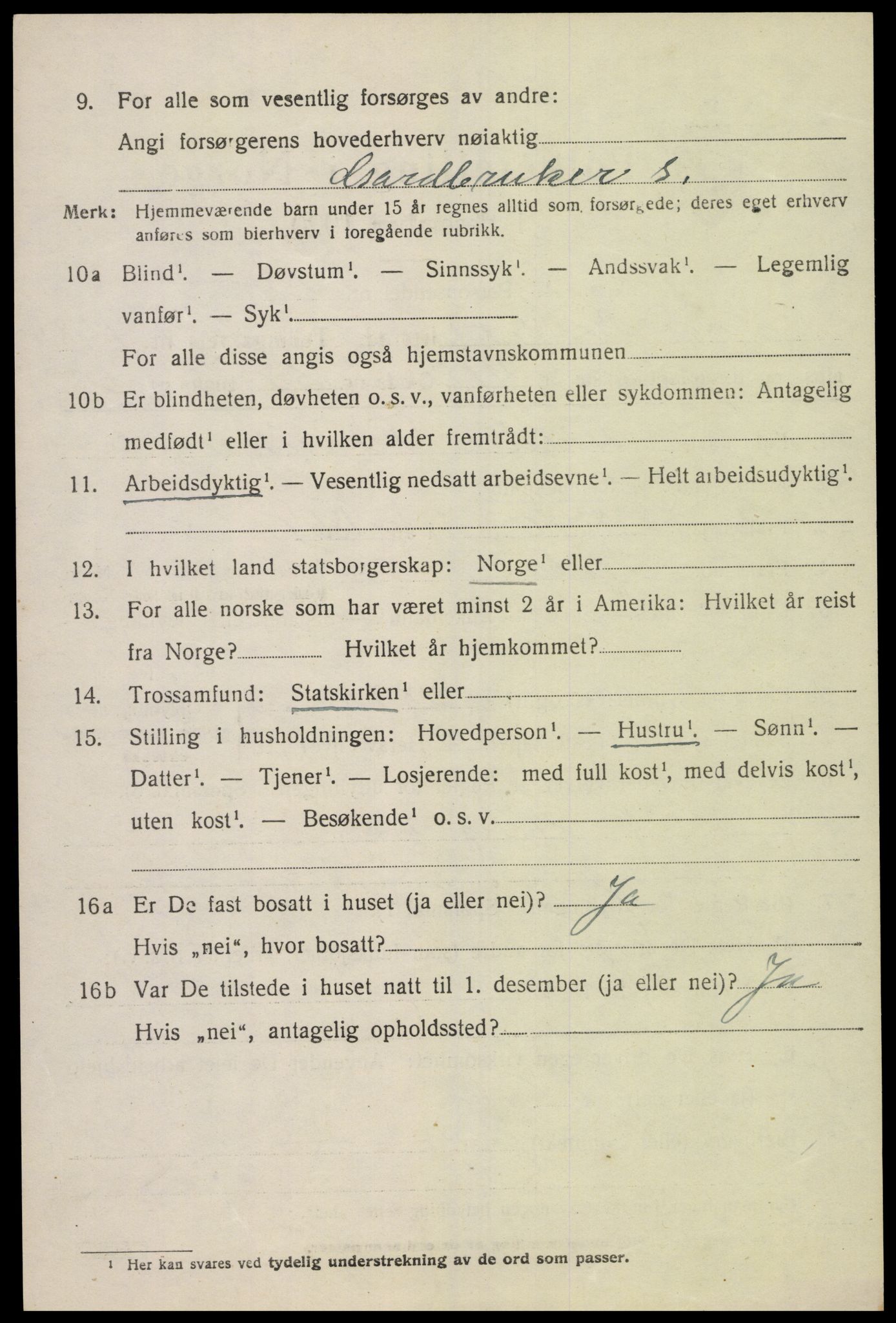 SAK, Folketelling 1920 for 1029 Sør-Audnedal herred, 1920, s. 5570