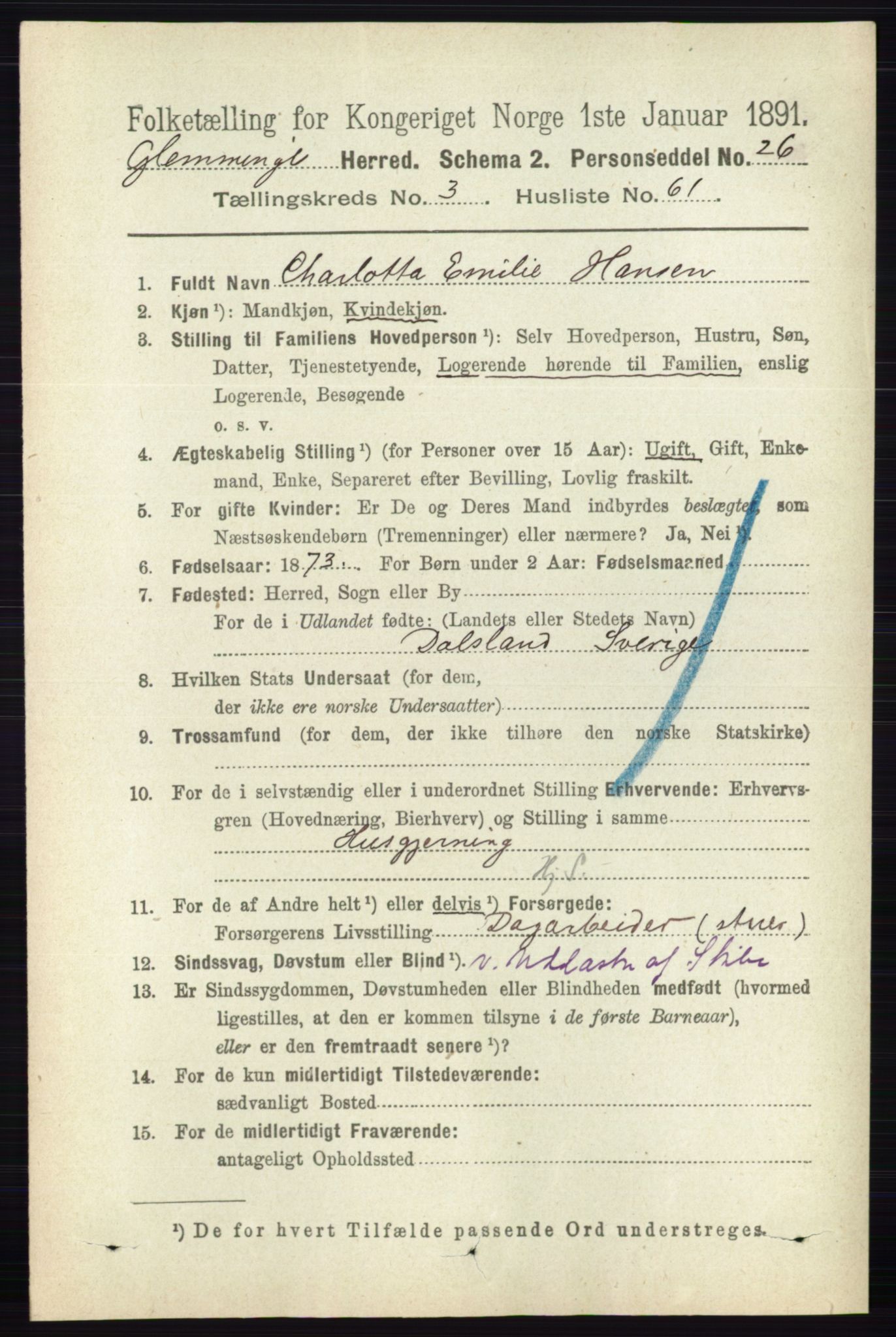 RA, Folketelling 1891 for 0132 Glemmen herred, 1891, s. 2492