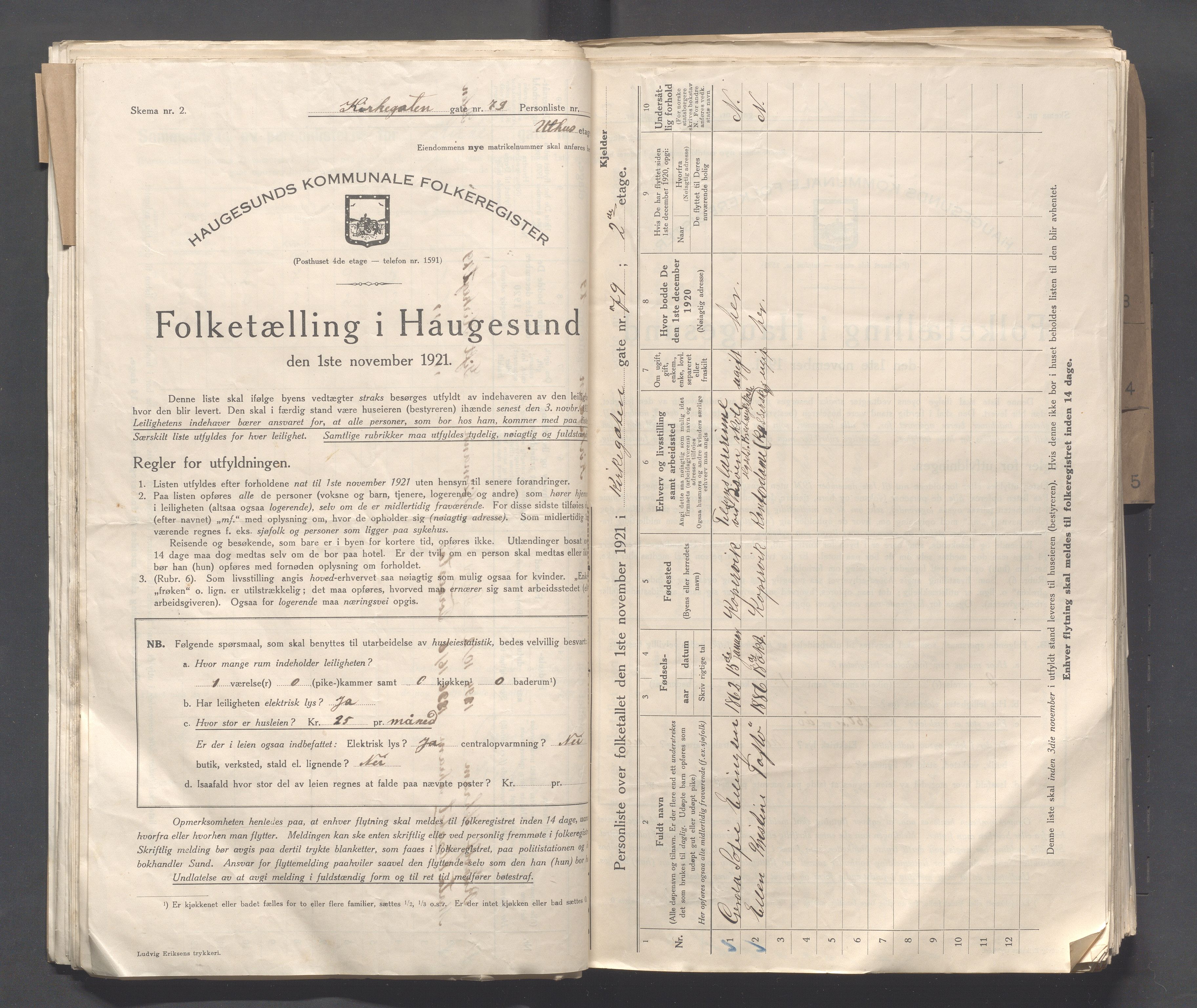 IKAR, Kommunal folketelling 1.11.1921 for Haugesund, 1921, s. 2664