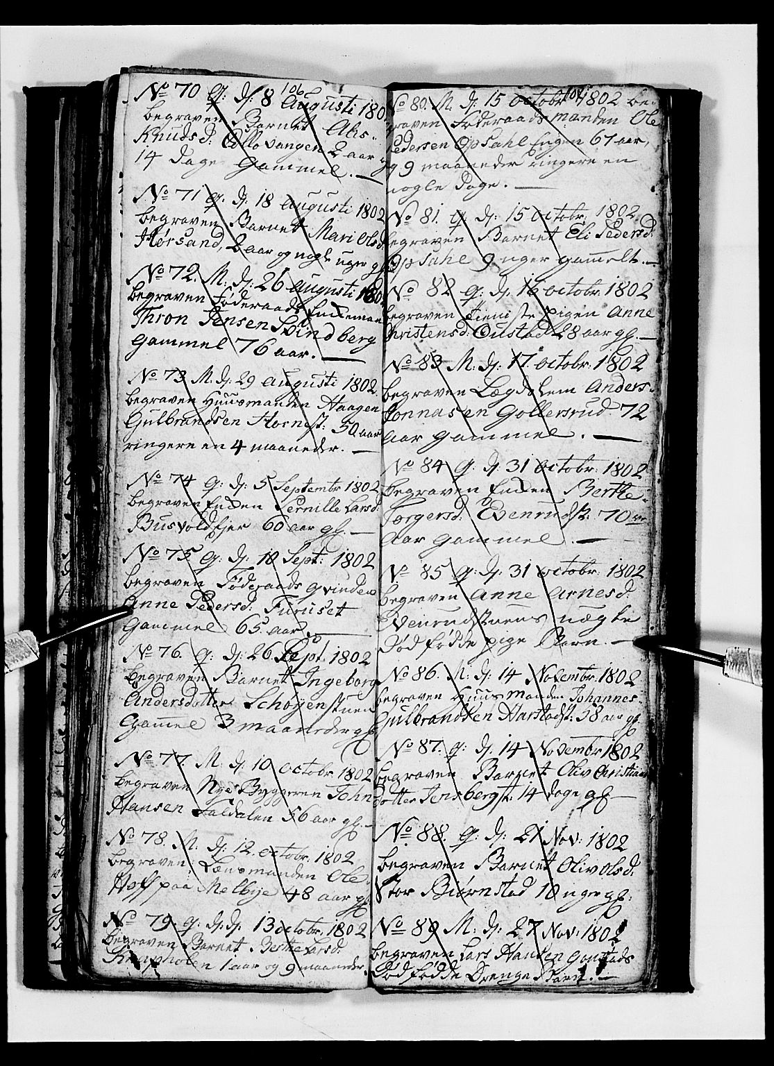 Romedal prestekontor, AV/SAH-PREST-004/L/L0003: Klokkerbok nr. 3, 1801-1806, s. 106-107