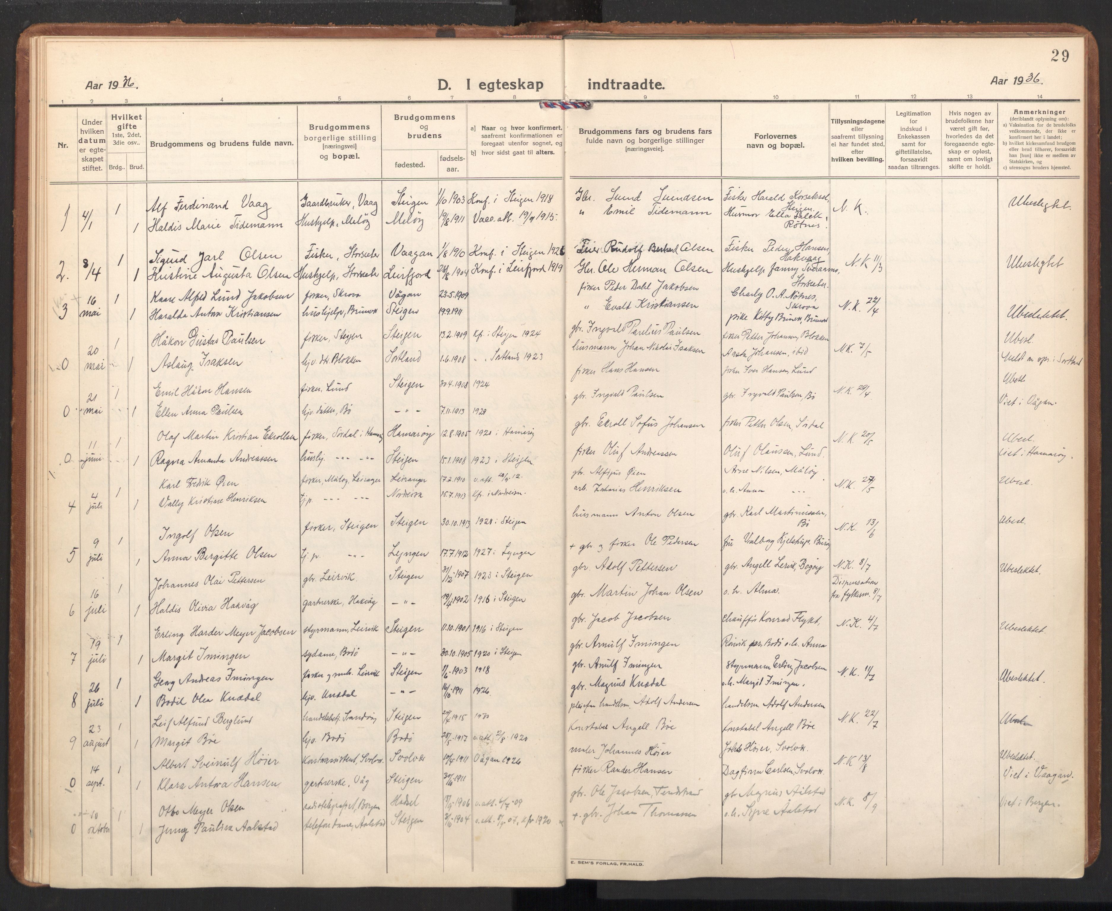 Ministerialprotokoller, klokkerbøker og fødselsregistre - Nordland, AV/SAT-A-1459/855/L0809: Ministerialbok nr. 855A18, 1921-1939, s. 29