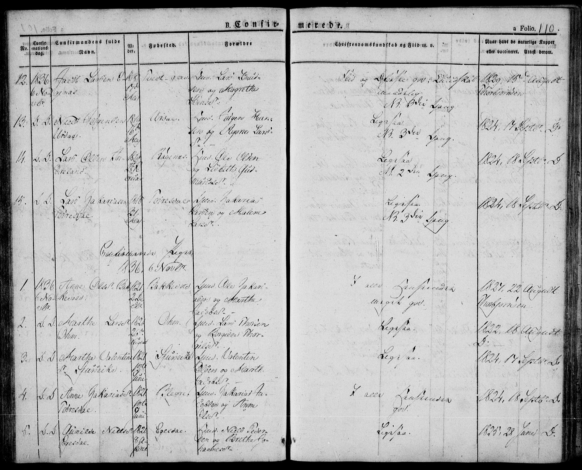 Skjold sokneprestkontor, AV/SAST-A-101847/H/Ha/Haa/L0005: Ministerialbok nr. A 5, 1830-1856, s. 110