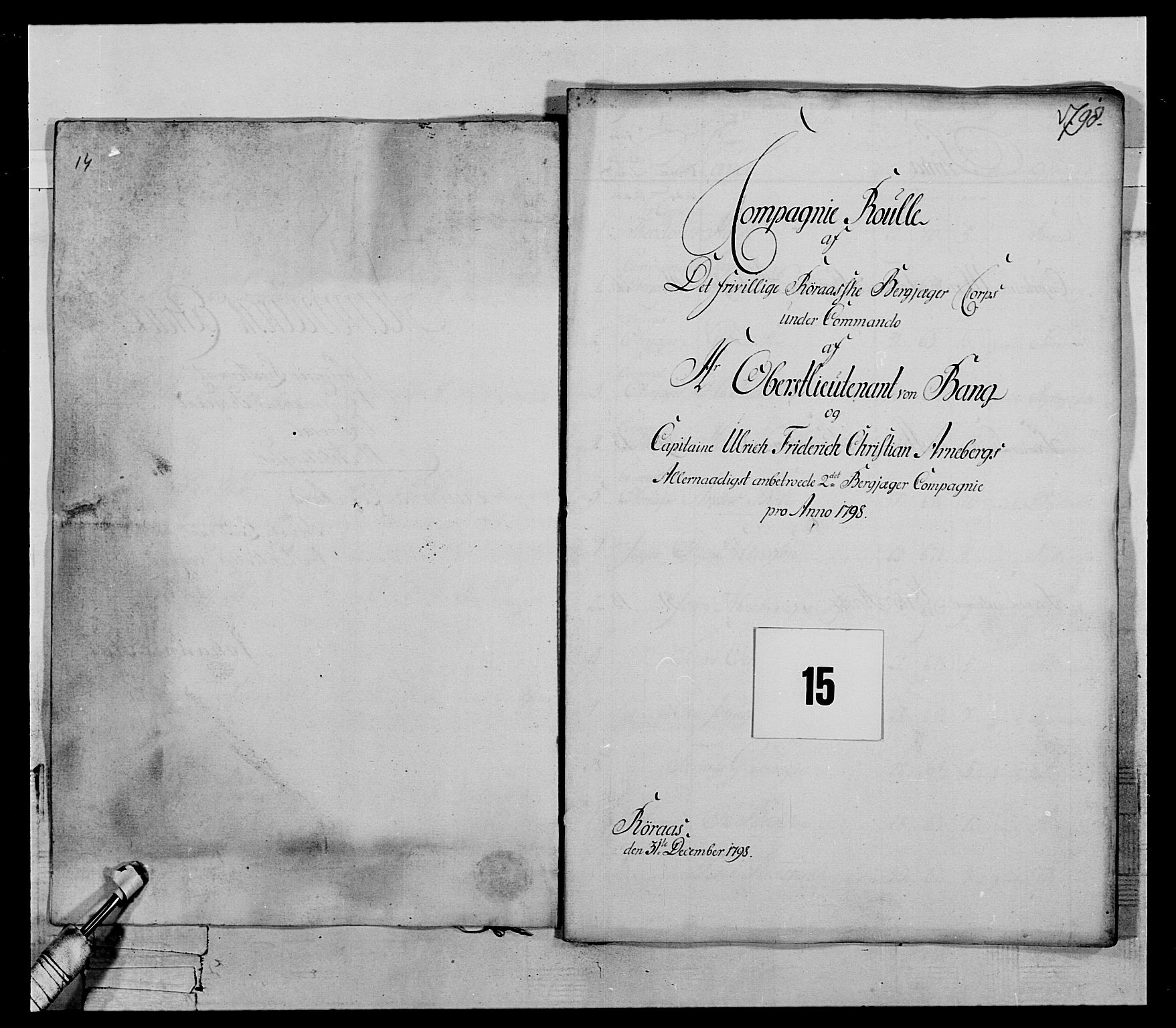 Generalitets- og kommissariatskollegiet, Det kongelige norske kommissariatskollegium, RA/EA-5420/E/Eh/L0119: Rørosiske frivillige bergkorps/bergjegerkorps, 1794-1799, s. 165