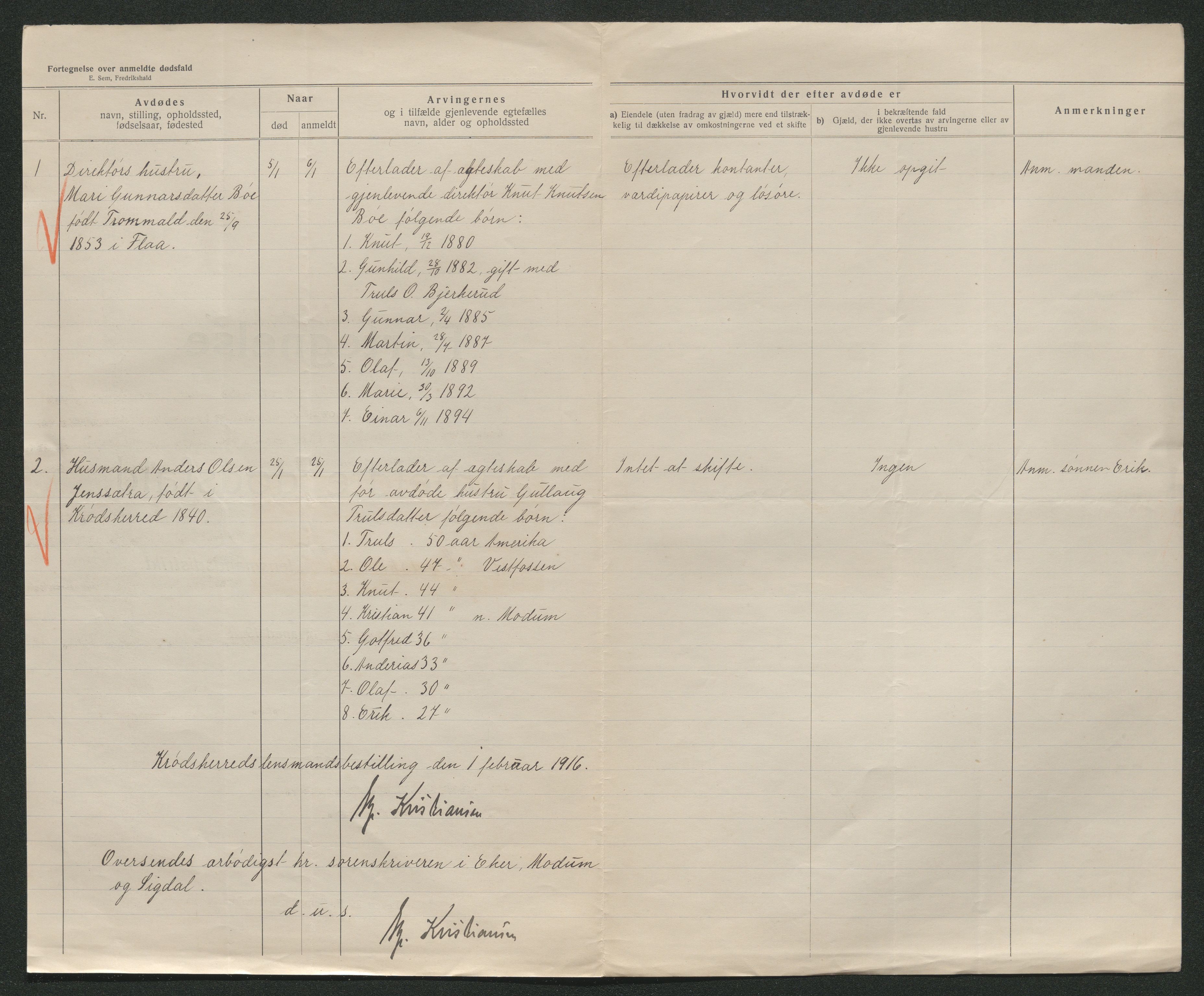 Eiker, Modum og Sigdal sorenskriveri, AV/SAKO-A-123/H/Ha/Hab/L0038: Dødsfallsmeldinger, 1916-1917, s. 523